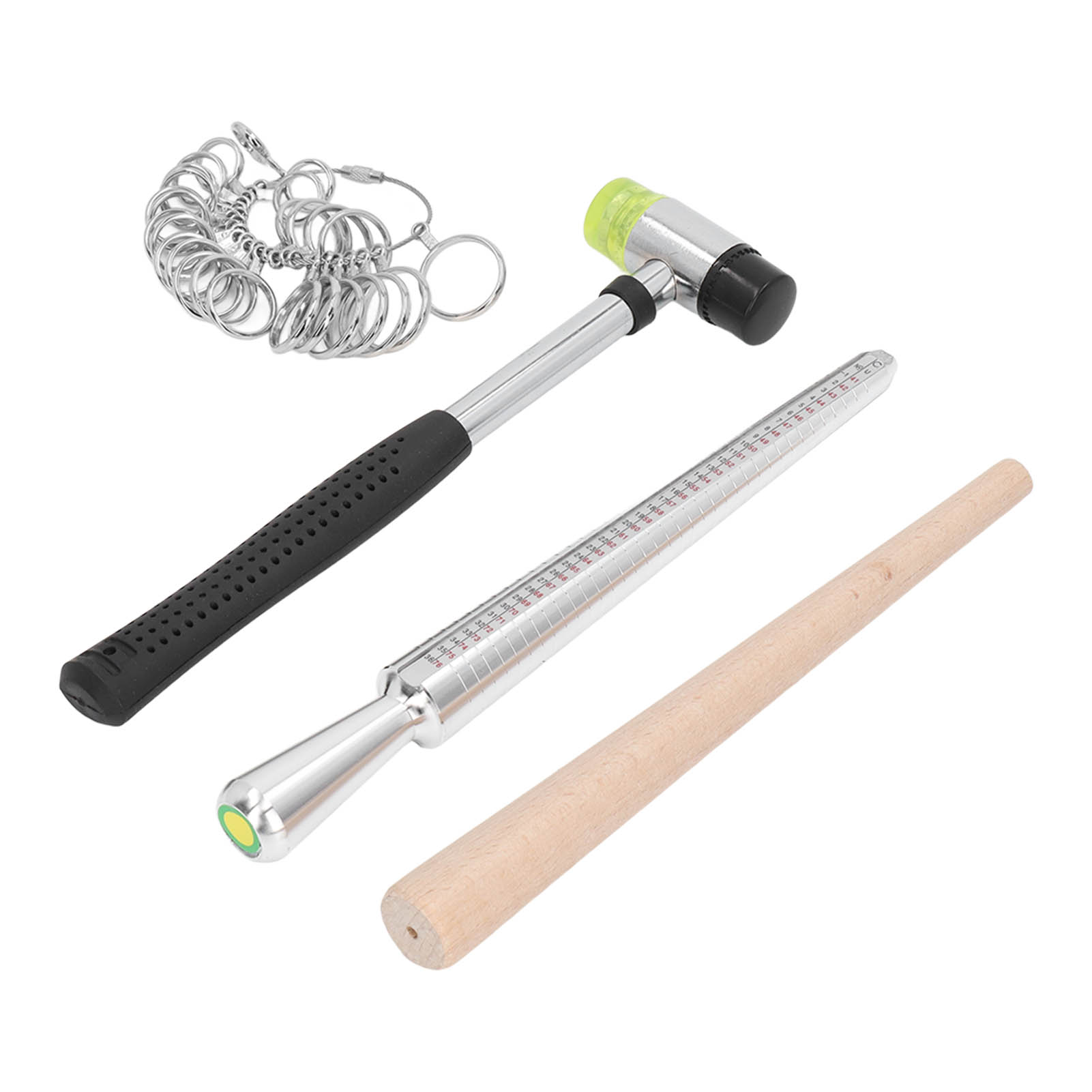 Set Aus 3 Aluminium-ringdornen Mit Gummihammer, Fingerlehre Und Polierwerkzeug Für Die Schmuckherstellung, Us-größen