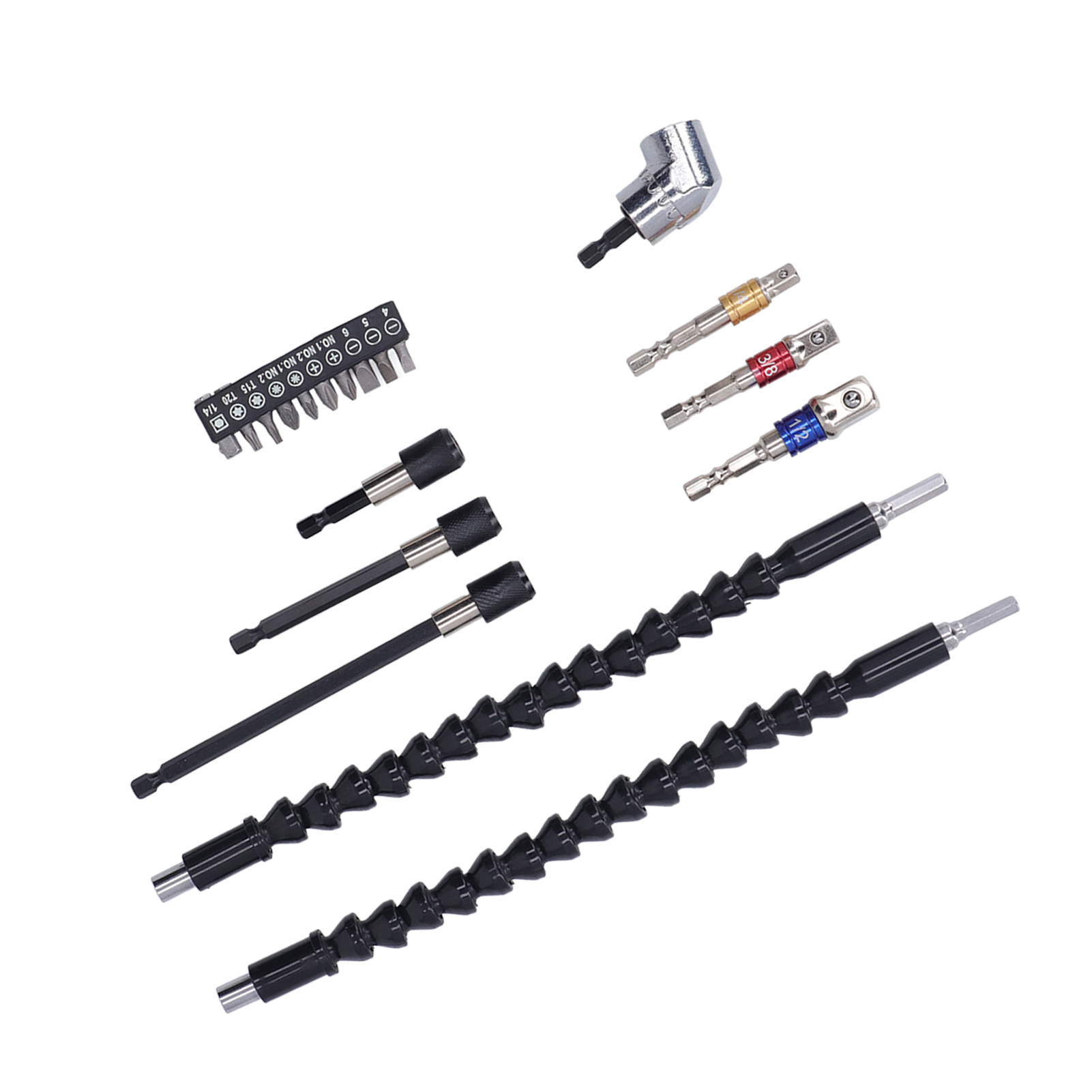 Set Bestehend Aus 105° Flexiblen Bohrerverlängerungen, Universal-steckschlüsseladapter, Schraubendreher-bithalter, Komplettes 10-teiliges Set