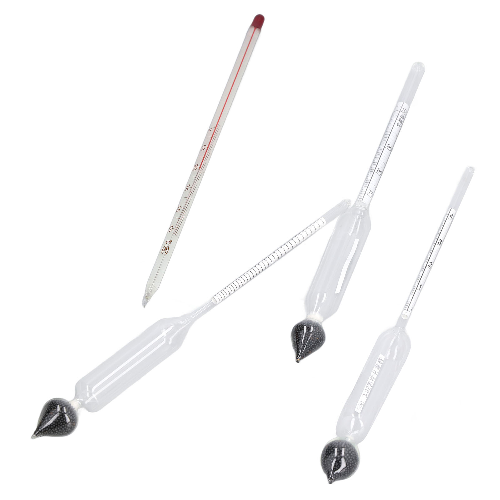 3-teiliges Haushaltsalkoholmeter-konzentrationshydrometer Mit 1 Thermometer-glasreagenzglas