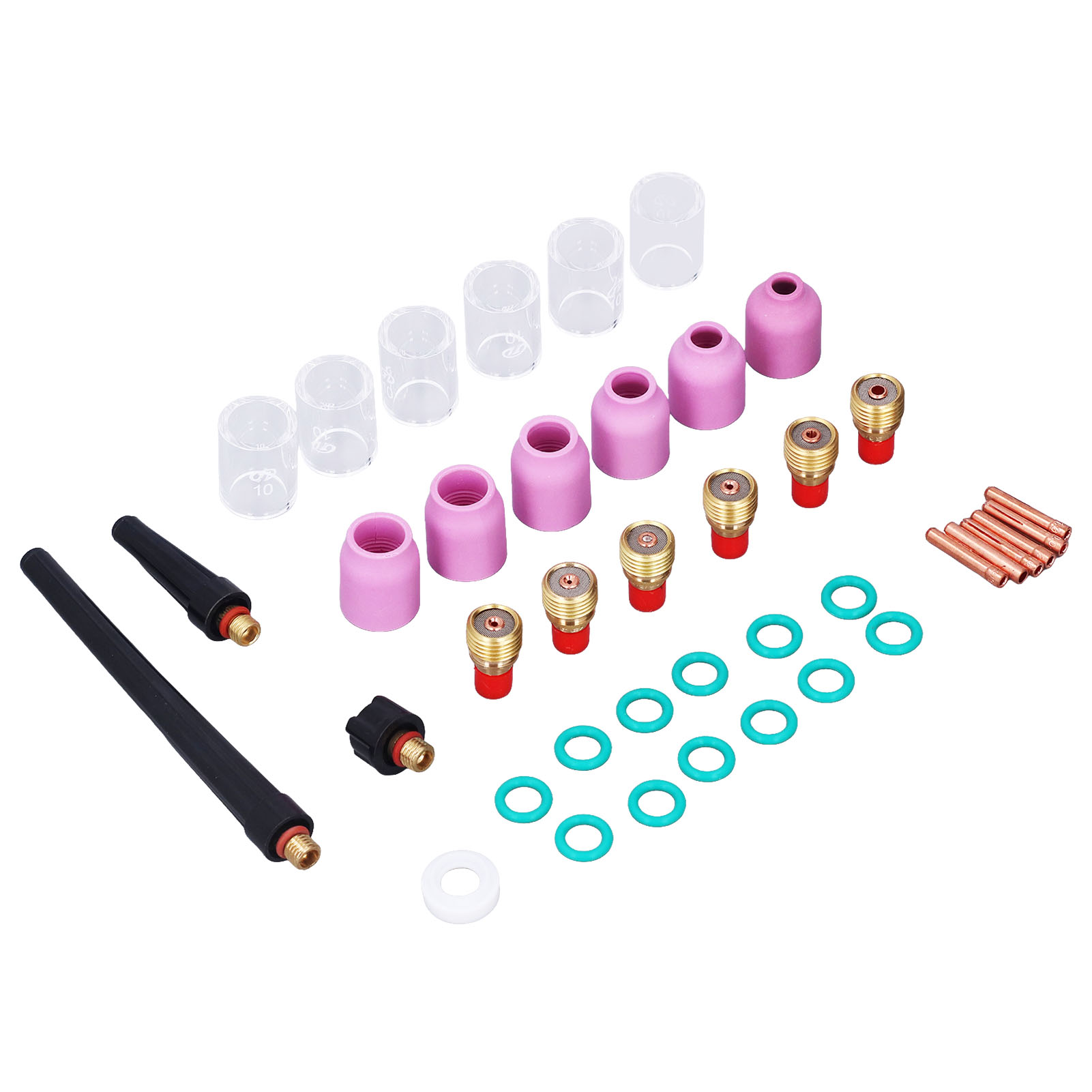 40-teiliges Wig-brenner-zubehörset, Aluminiumoxiddüsen, Kragen, Gasglas, Glasbecher, Kompatibel Mit Wp-9/20/25