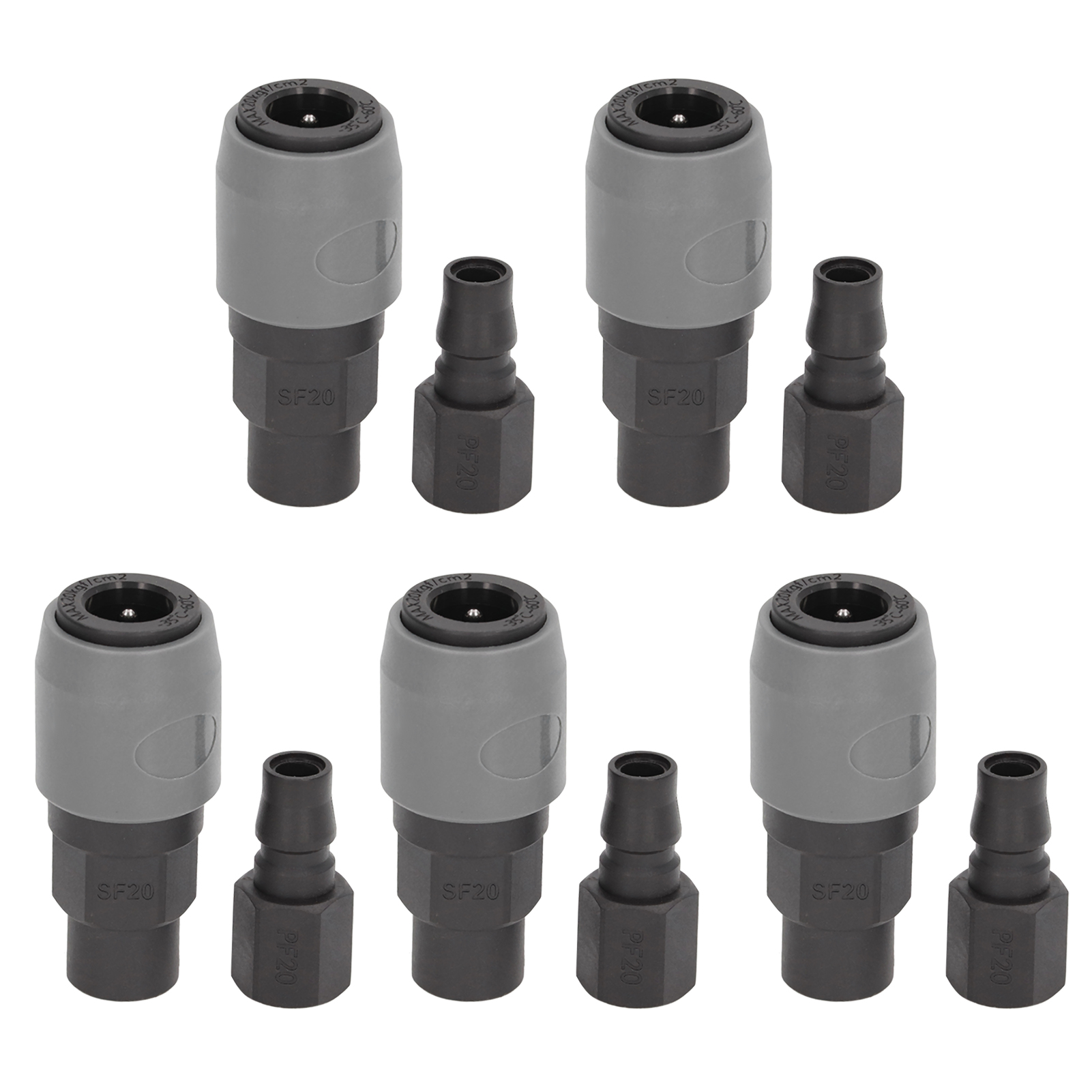 5-teiliges Pneumatisches Verschraubungsset, Schnellverbinder Typ C, Selbstsicherndes Innengewinde Sf+pf20