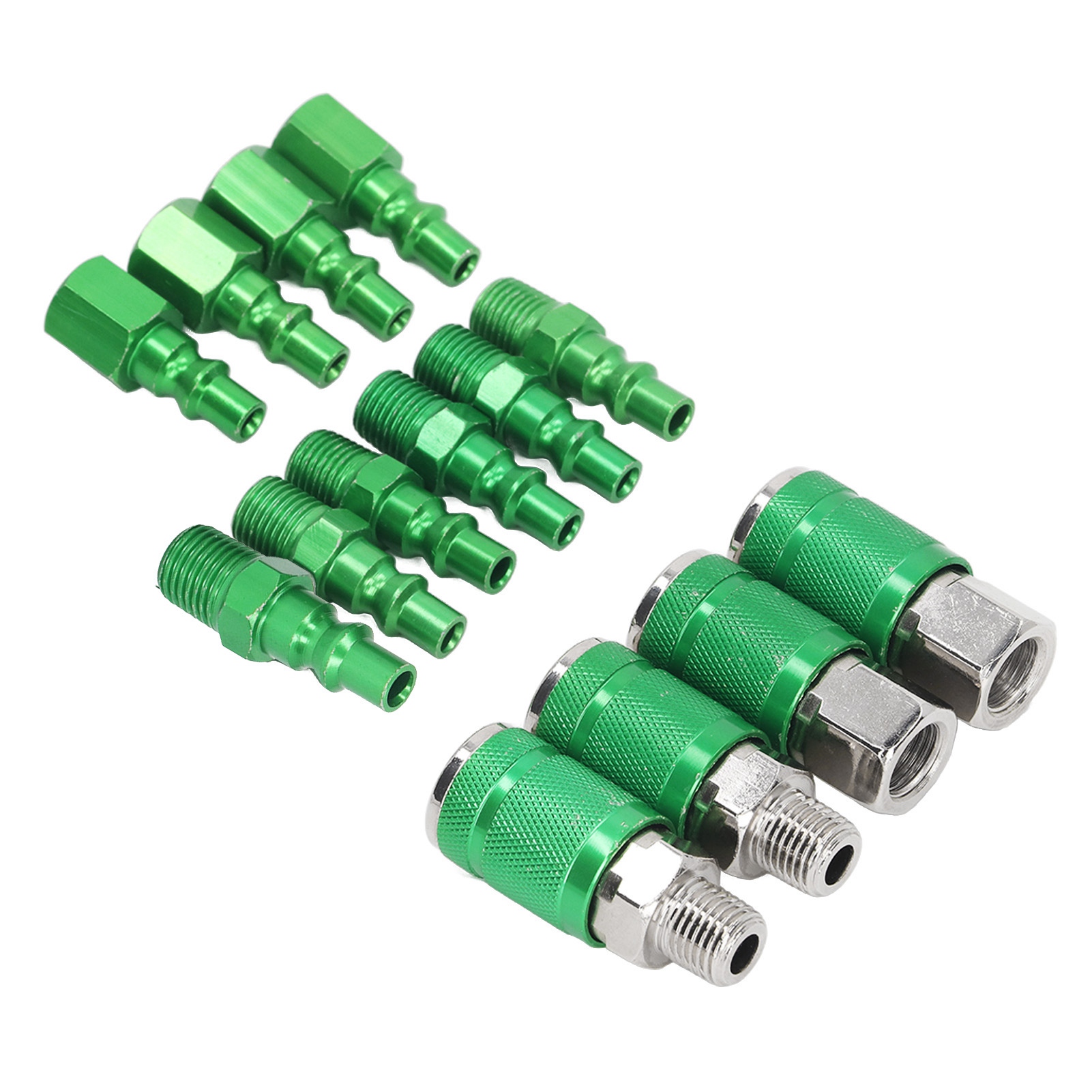 Aro Druckluftschlauch-anschlussset Mit 4 Universalanschlüssen Und 10 Aluminium-innengewindestopfen