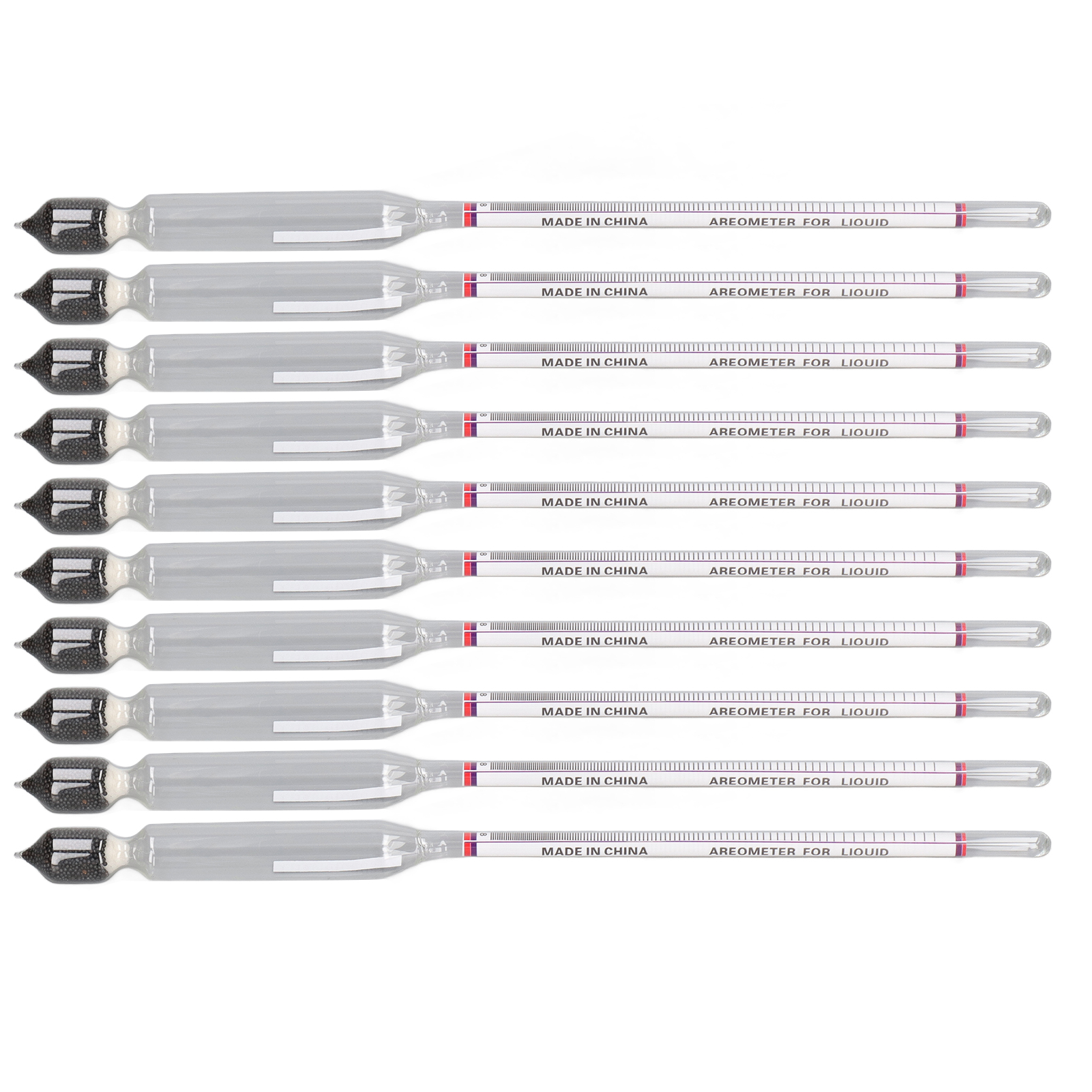 10 Stück Alkoholmeter 0-100° Hochpräzise Glas-hydrometer Für Das Heimlabor