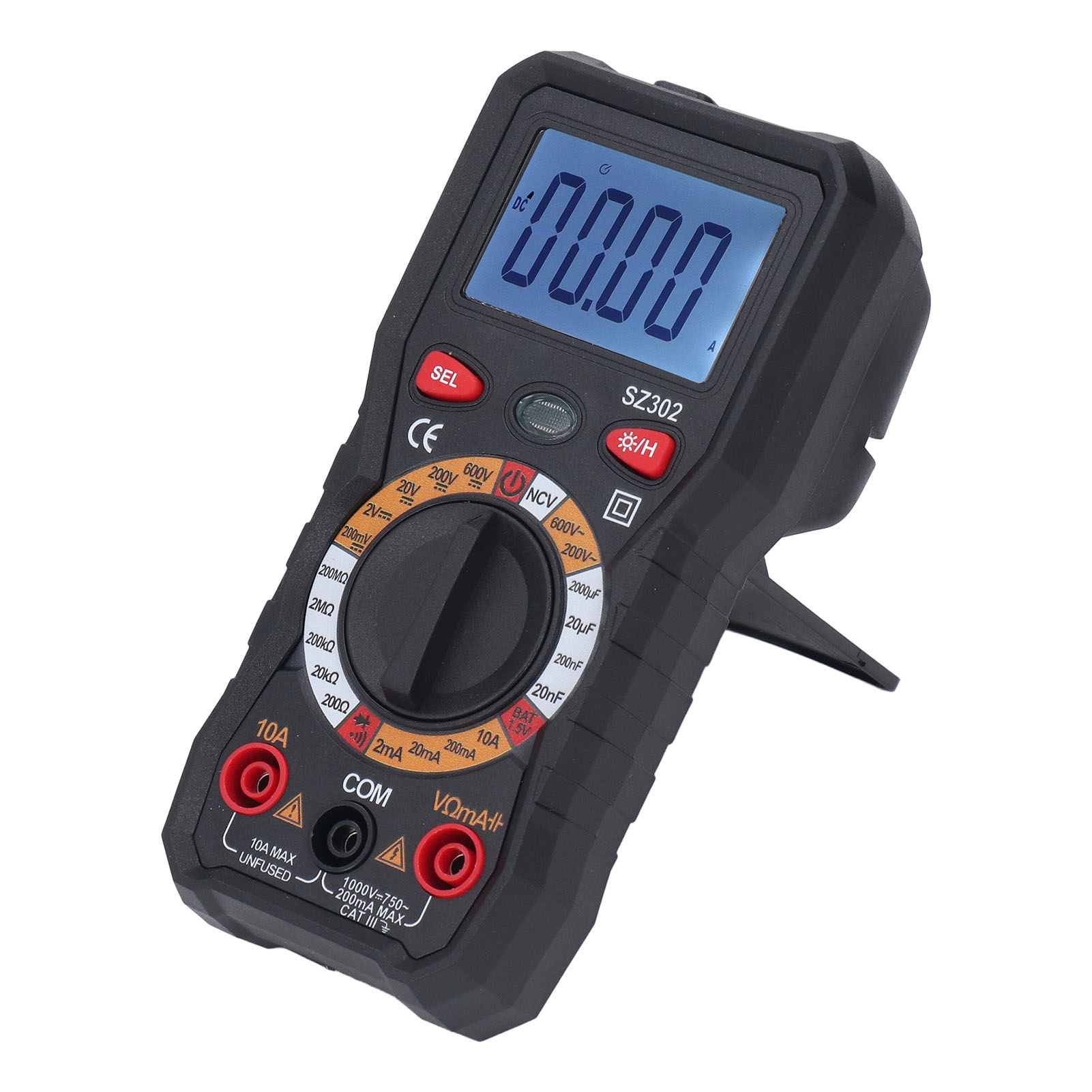 Hochpräzises, Hintergrundbeleuchtetes Digitalmultimeter Mit Automatischer Led-anzeige, Ac/dc-voltmeter Mit Taschenlampe, Schwarz