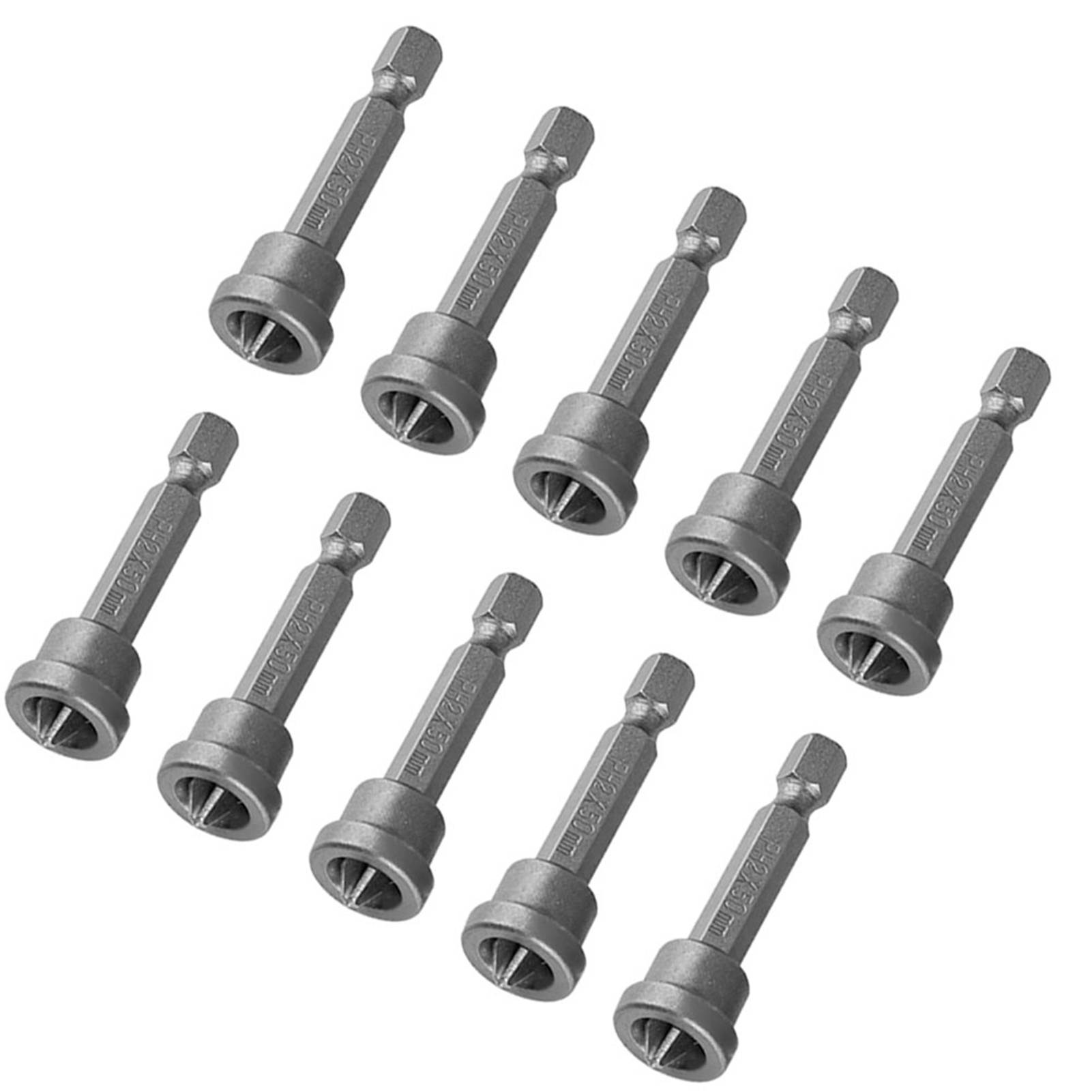 Set Mit 10 Magnetischen Ph2 50-mm-schraubendreherbits, Sechskantbits Für Placoplâtre Und Gipskarton
