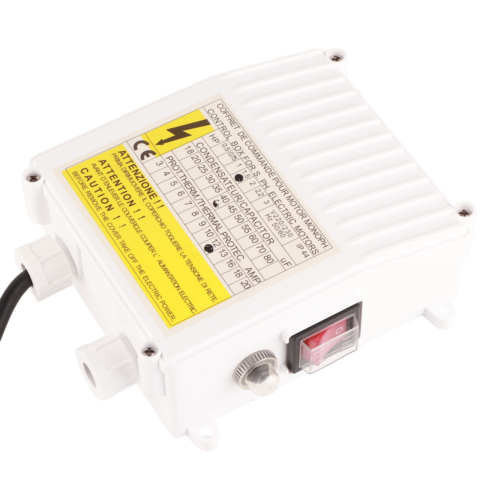Pumpensteuerkasten Mit Integriertem Thermoschutzschalter Für Tiefbrunnen-tauchpumpen (1,1 Kw / 1,5 Ps, 60 Μf, 25 A, Eu-stecker, 220 V)