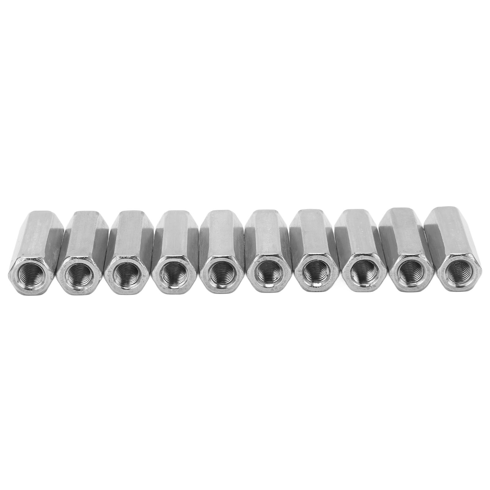 Sechskant-verbindungsmuttern Aus Silberfarbenem Edelstahl, 10er-packung, Langer Schaft, Korrosionsbeständig, Für Befestigungs- Und Montagearbeiten