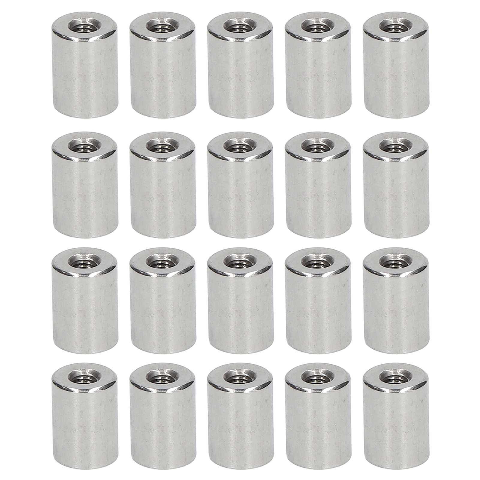 Runde M5x0,8-kupplungsmuttern Aus Edelstahl 304, Innengewindeanschluss Für Gewindestangen, Packung Mit 20 Stück, Länge 16 Mm, Durchmesser 12 Mm