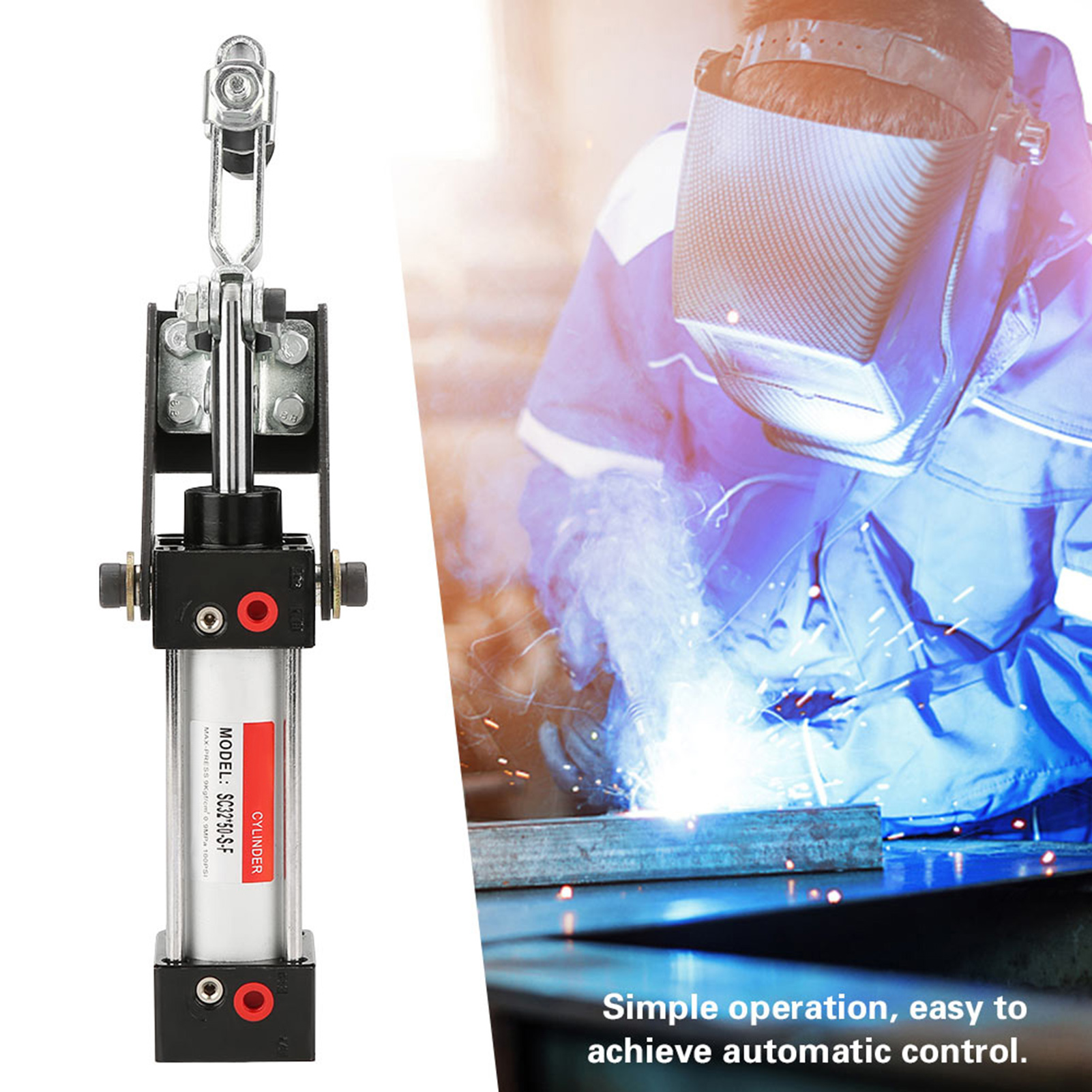 Gh-12130 Professionelle Pneumatische Halteklemme, 300 Mm Hub, Vertikaler Klemmflansch
