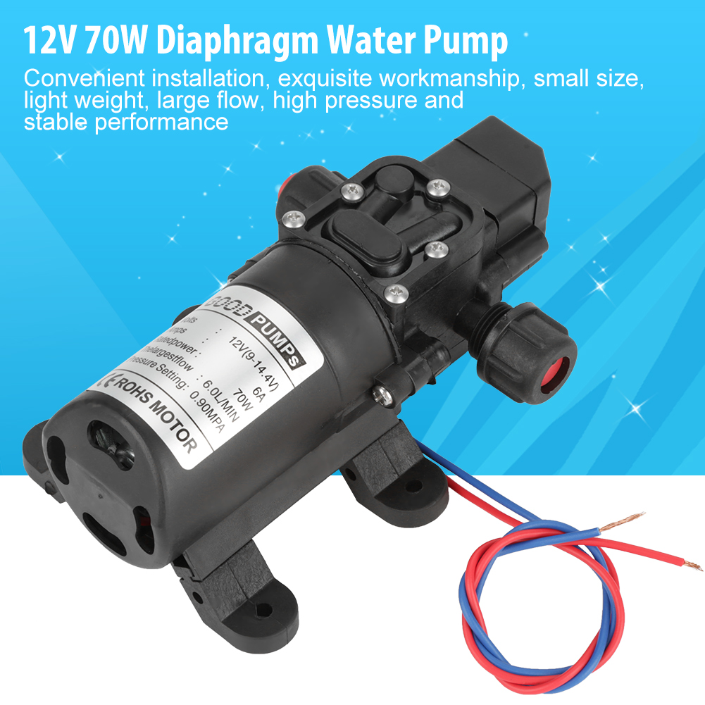 12v 70w Selbstansaugende Membranpumpe, 0,9 Mpa, 6 L/min, Hochdruck Für Wasser