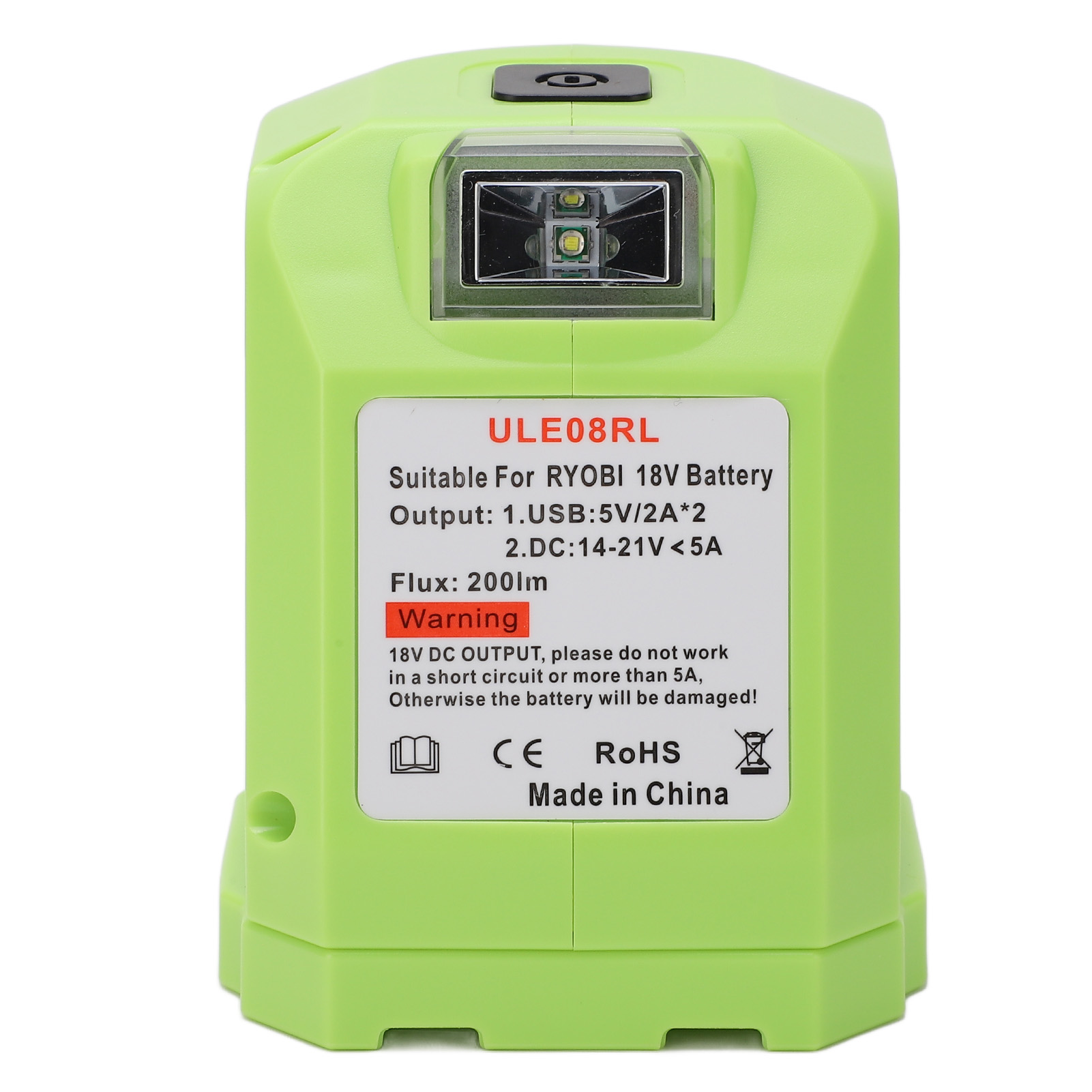 18-v-akkuadapter Mit Led-scheinwerfer, Dualer Usb-5-v-2-a-wandler Für Elektrowerkzeuge