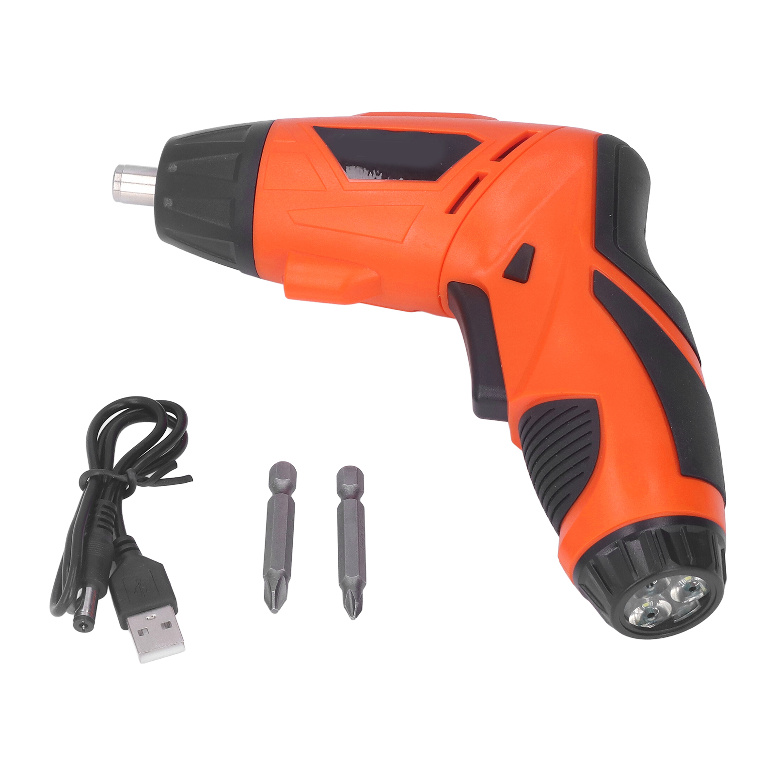 Mini-akkuschrauber Mit Klappmechanismus, Usb-anschluss, 4,2-v-lithium-akku, Orange, Mit Schnellladebits