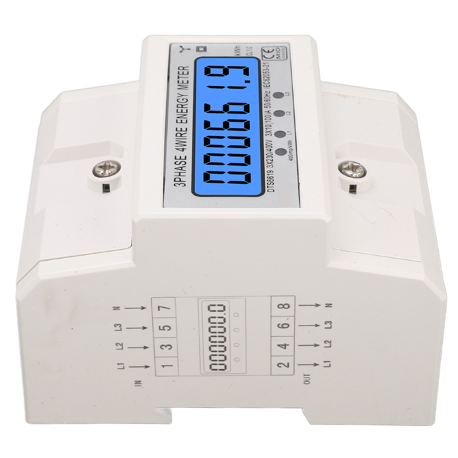 Dreiphasen-4-leiter-stromzähler, Hintergrundbeleuchtetes Lcd-display, 10–100 A, 230–400 V Wechselstrom, Energieverbrauchsanzeige