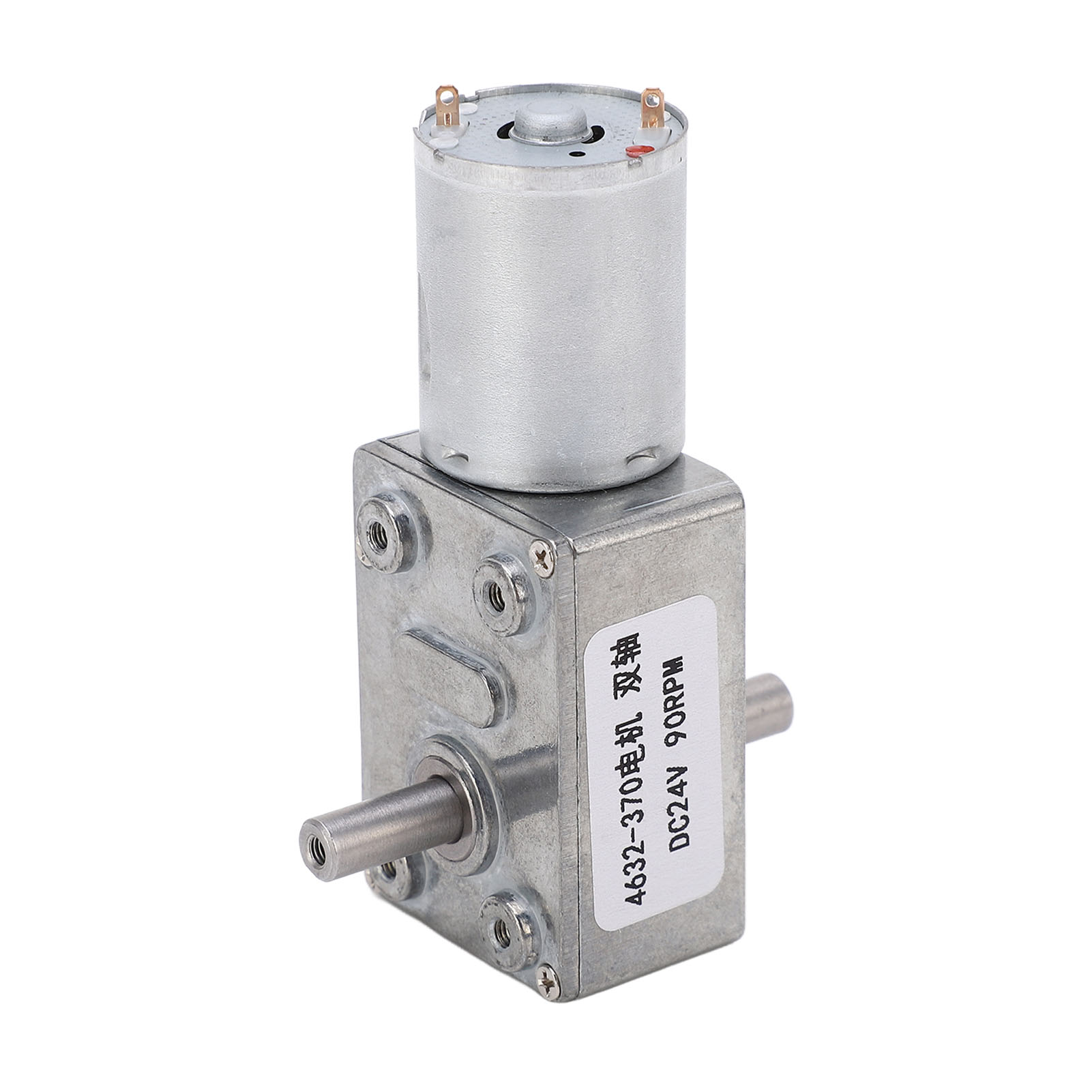 Gleichstrom-getriebemotor, Doppelwelle, Reversible Drehrichtung, Vierkantantrieb, Schneckengetriebe, 24 V, 90 U/min