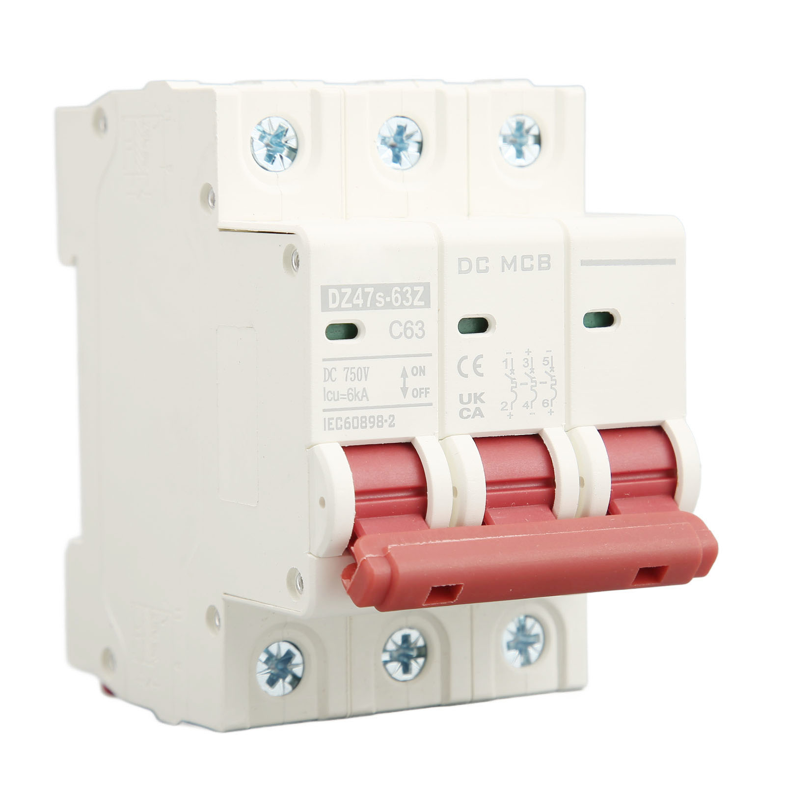 Miniatur-trennschalter 3p Für Din-schiene, Schutzschaltung Dc 750 V 63 A 6000 A