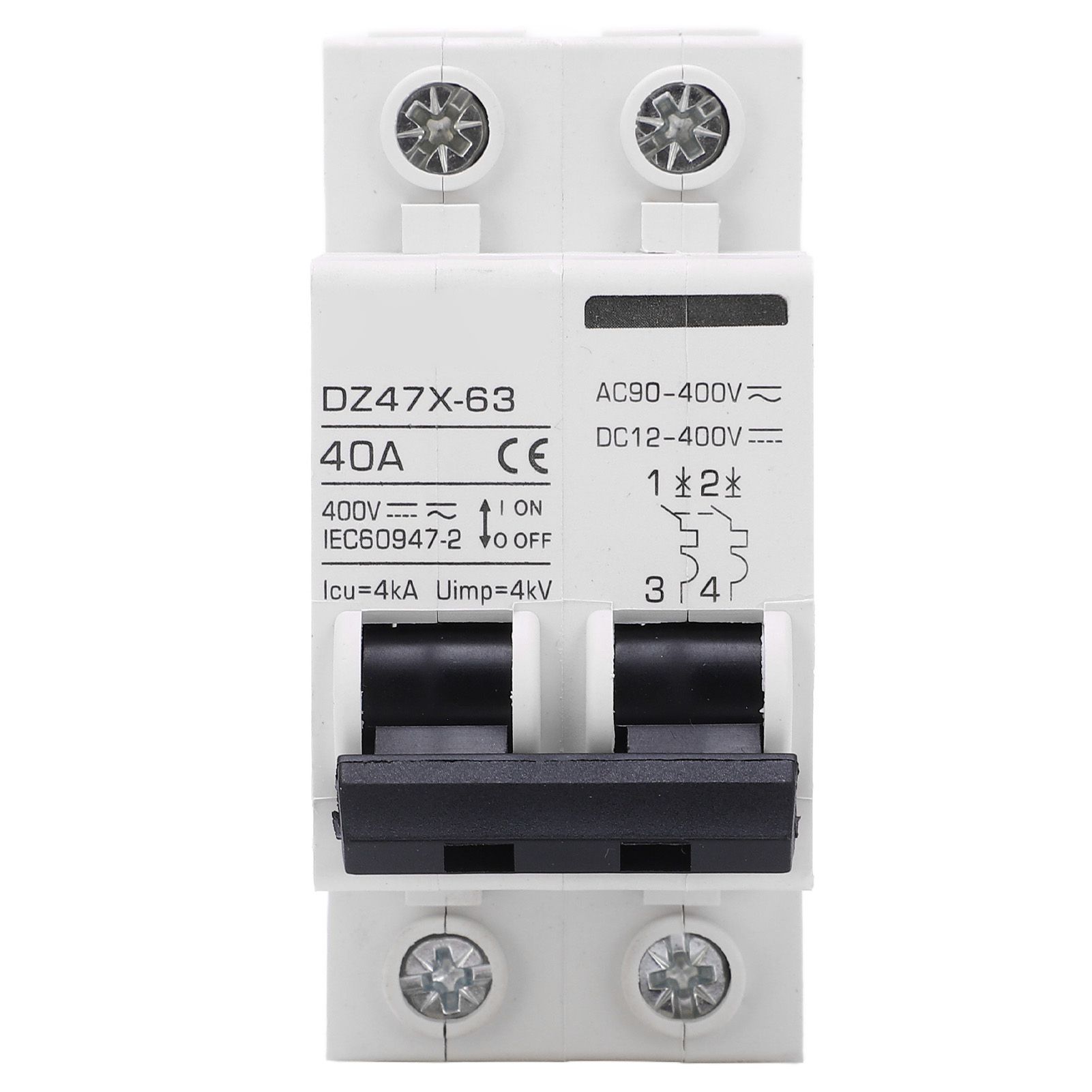 Miniatur-2-poliger Din-schienen-leistungsschalter Für Solar-pv-systeme, Dc 12–400 V, Ac 90–400 V, 40 A