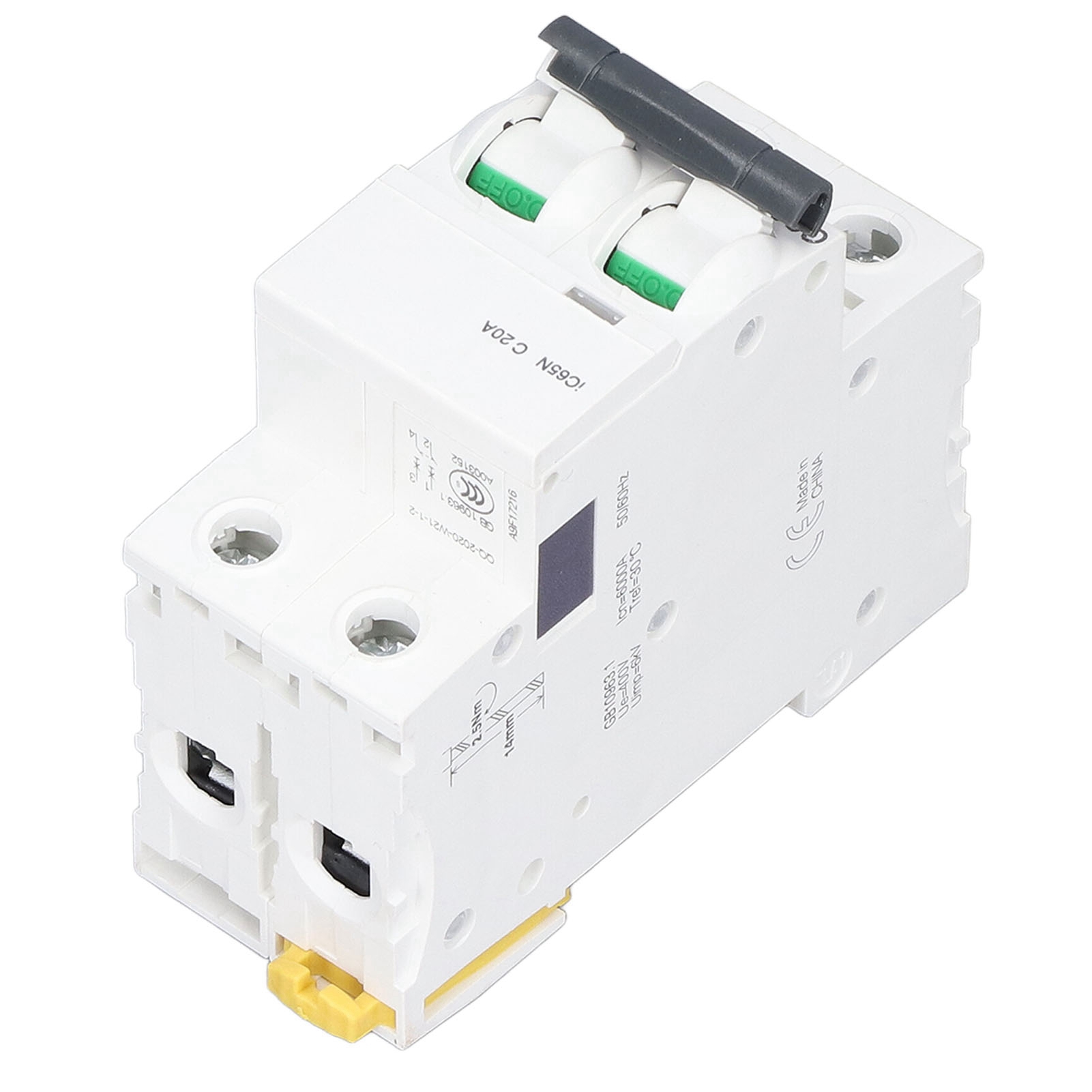 Modularer 2-poliger 20-a-400-v-din-schienen-leistungsschalter Mit Überlast- Und Unterspannungsschutzschalter
