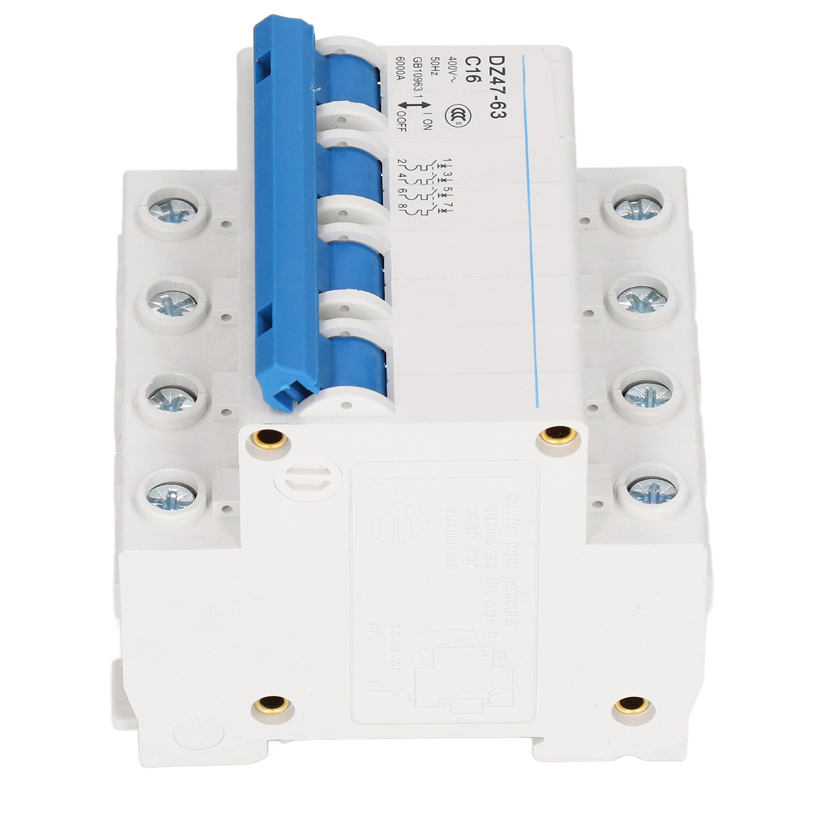 Modularer 4-poliger Din-schienen-pneumatikschalter 16a C16 Dz47-63 Niederspannung Ac 400v