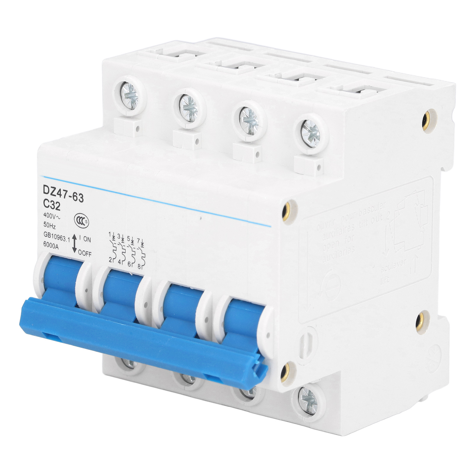 Miniatur-leistungsschalter 4p 32a 400v 6000a Din-schiene Pa66 Elektrischer Schutz
