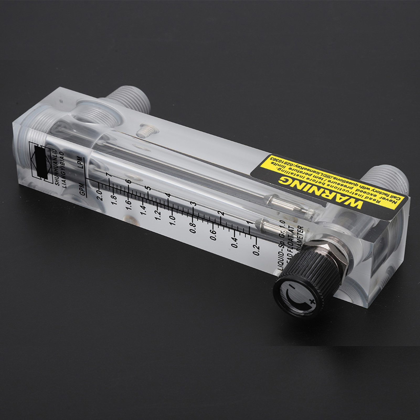 Lzm-15t Acryl-durchflussmesser Für Flüssigkeiten, Verstellbare Frontplatte, 0,2–2 Gpm, G1/4''- Oder G1/2''-anschlüsse