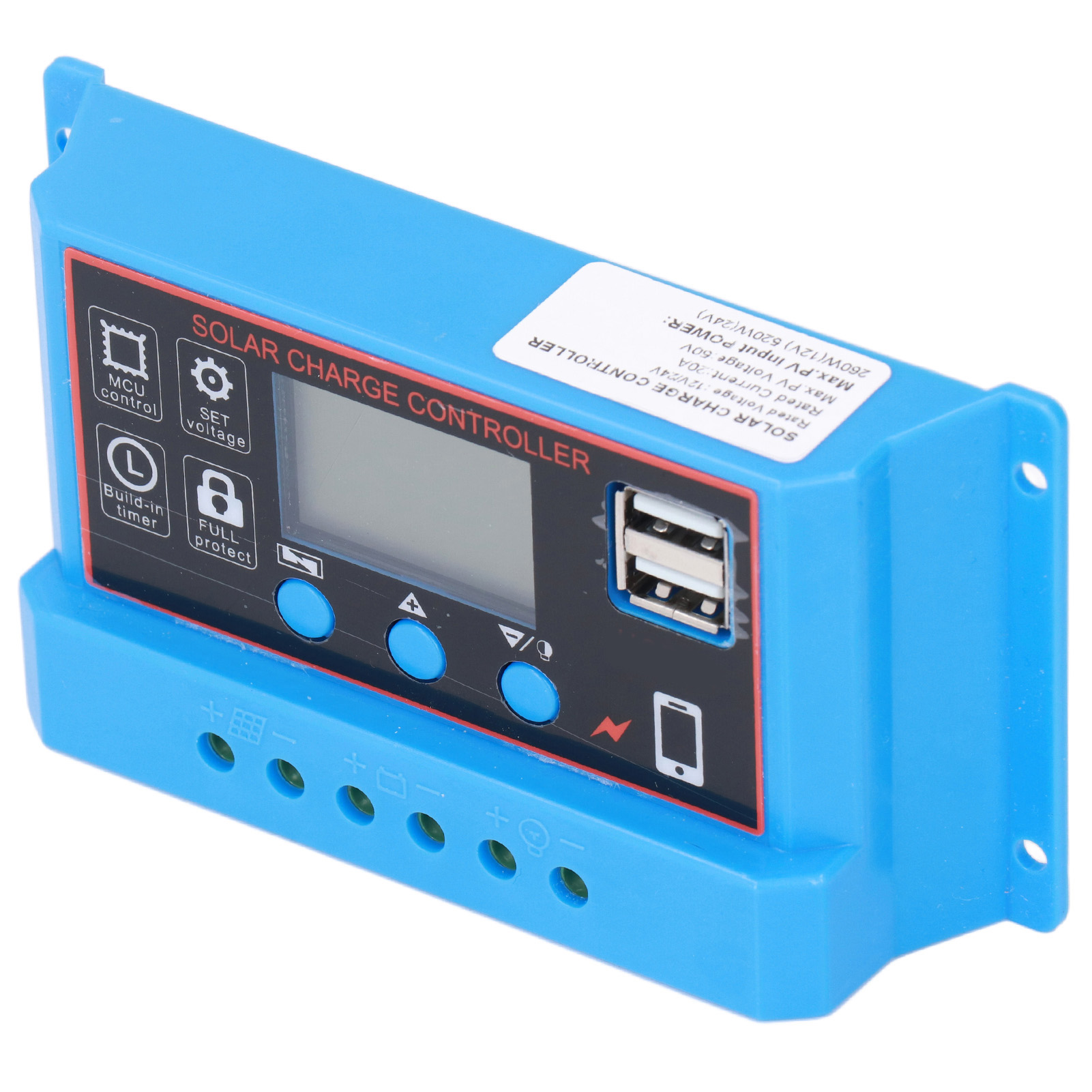 20a 12v/24v Pwm-solarladeregler Mit Lcd-bildschirm, Photovoltaik-laderegler