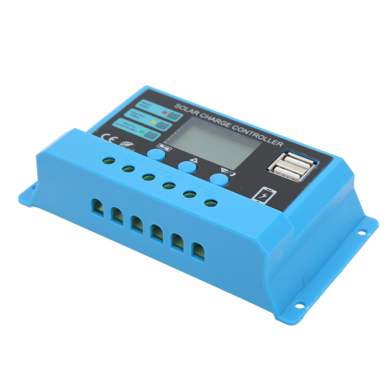 12v 24v 30a Solar-laderegler Mit Blauem Lcd-bildschirm Und Anschlüssen Für Photovoltaikmodule