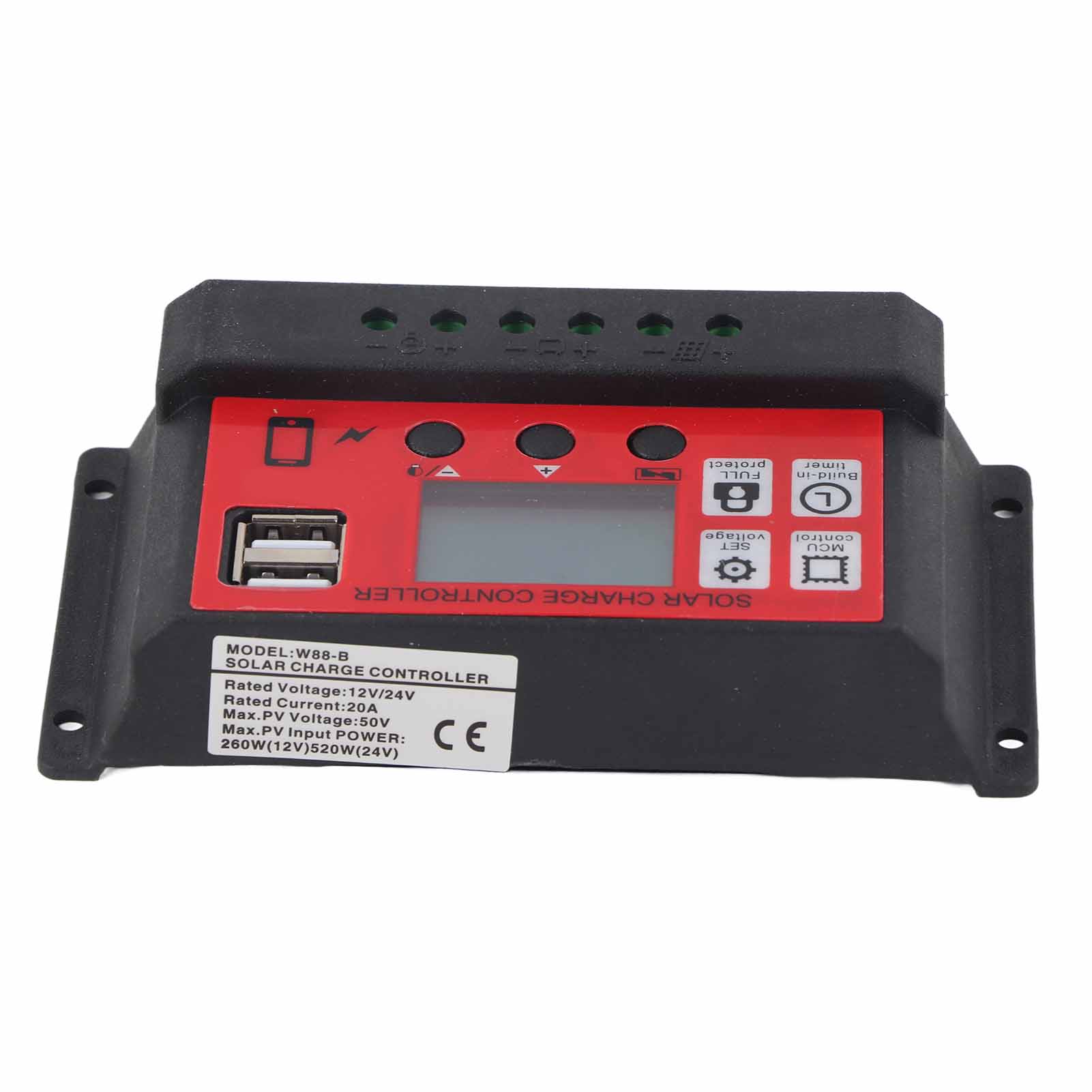 Einstellbarer 12v/24v 20a Intelligenter Solarladeregler Mit Lcd-display Für Solarpanel Und Batterie