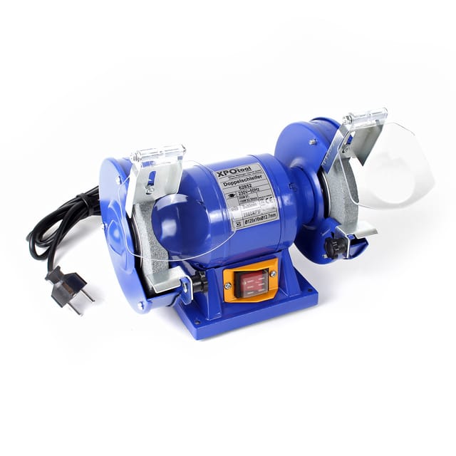 Doppelschleifer 150 w, Schleifmaschine mit 2 Schleifscheiben je ø 125 mm, Schleifgerät mit 2950 U/min, Schleifer für Grob- und Feinschliff - Wiltec
