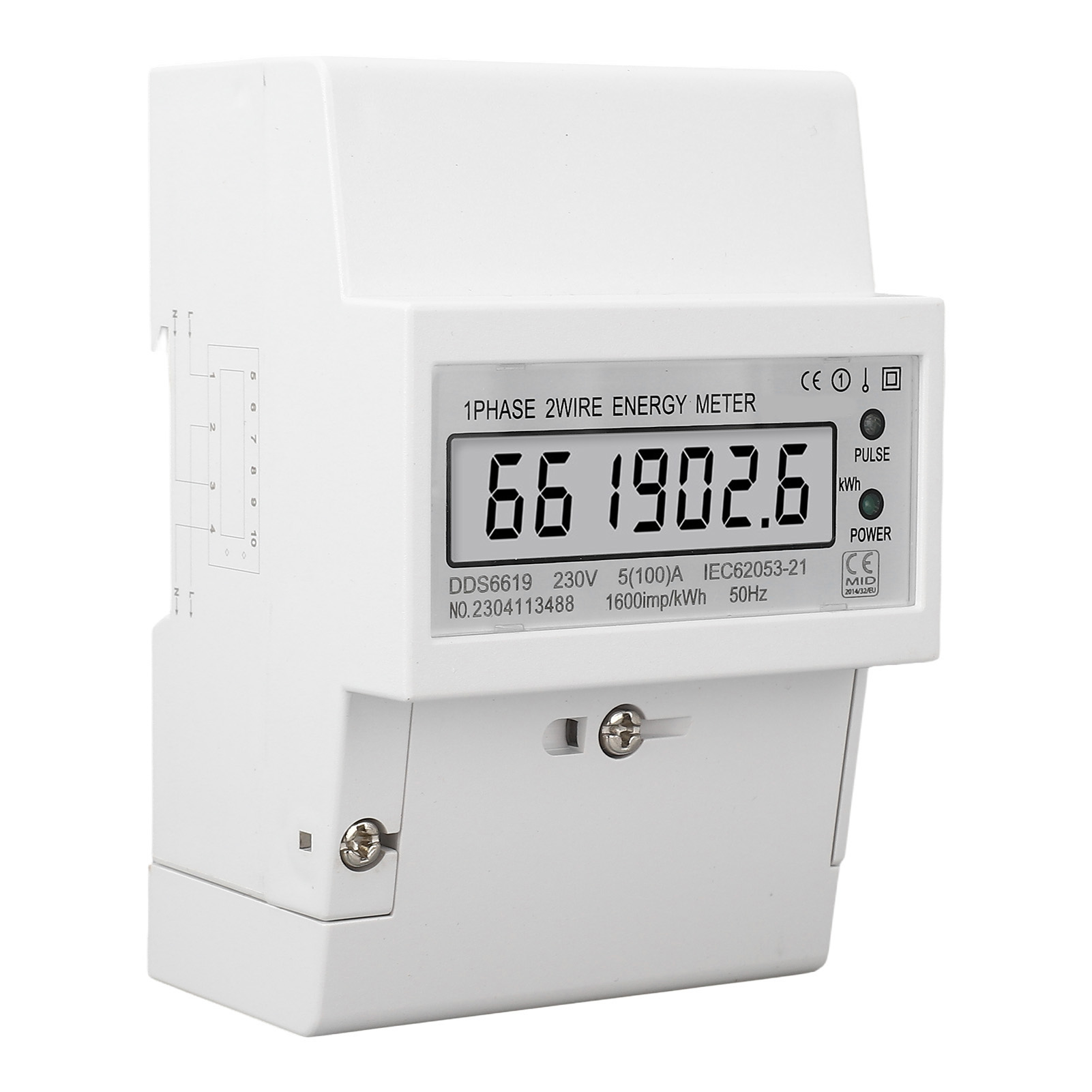 Einphasiger 2-draht-lcd-stromzähler Ac 230 V 5 A–100 A Energie- Und Leistungsmessung Din-schiene Für Den Haushalt