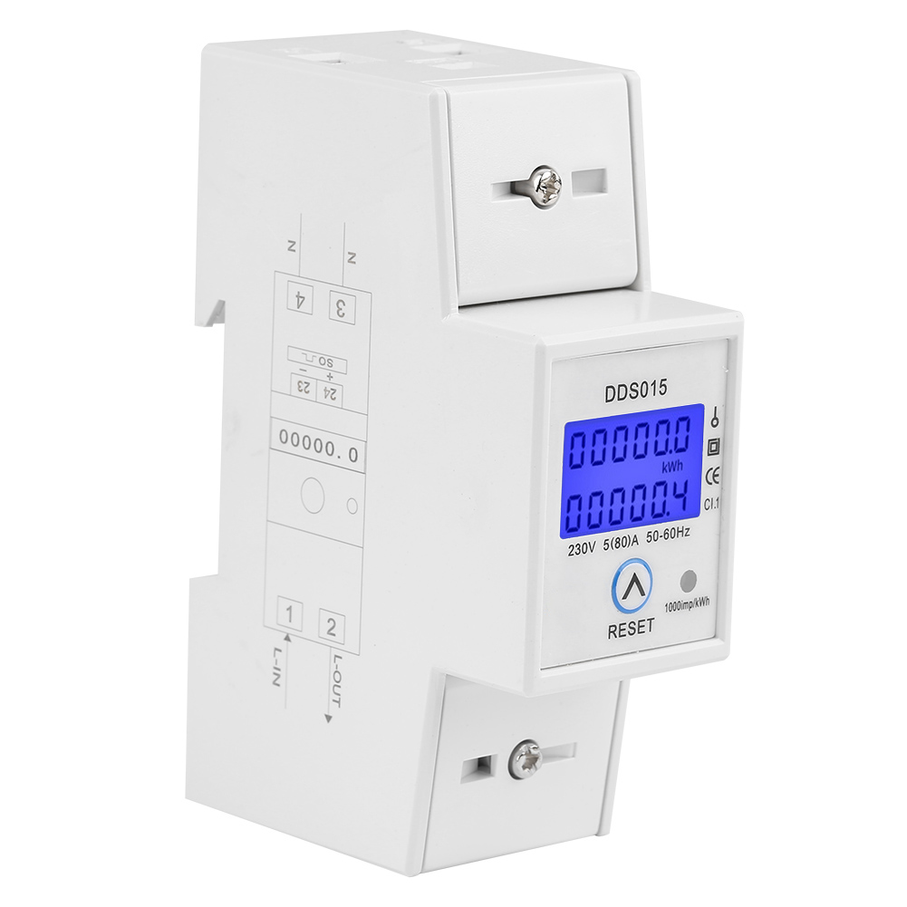 Einphasiger Digitaler Lcd-energiezähler 5-80a 230v 50hz Din-schienen-wattmeter Dds015