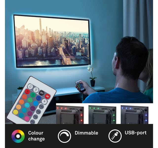 Briloner - led Stripe tv Beleuchtung rgb 2m 2,5W dimmbar Fernbedienung usb