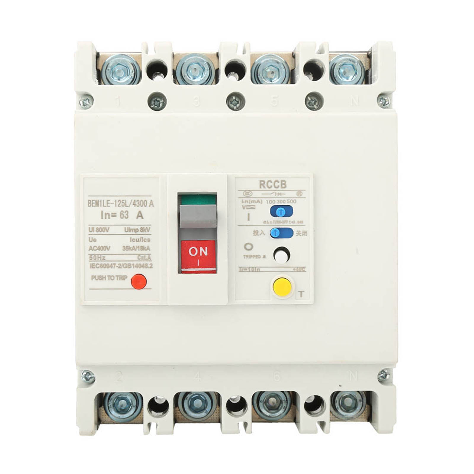 Fehlerstromschutzschalter (rccb) 3p+n 63a 800v