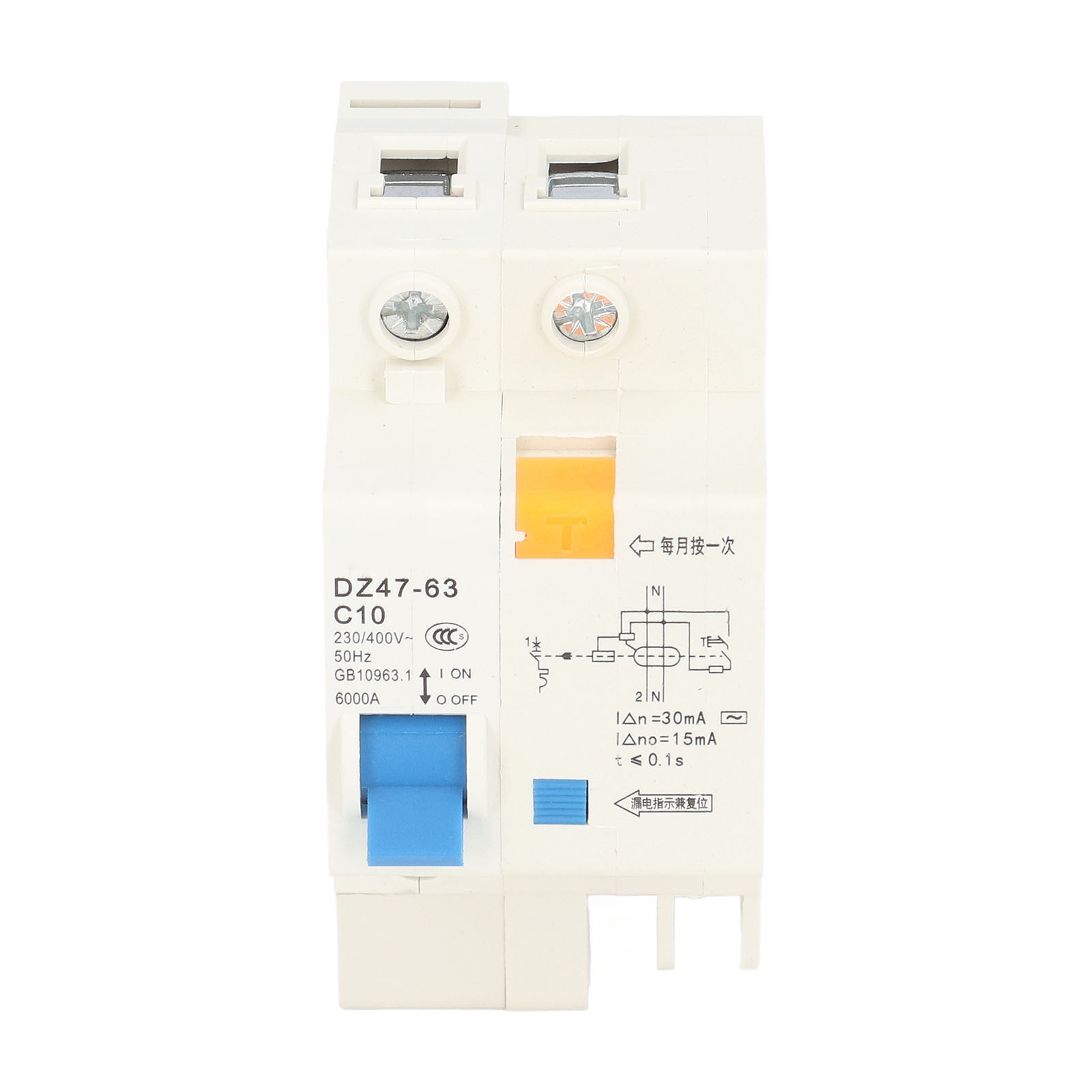 Mini-leitungsschutzschalter (1p+n) 10a 230v 400v 30ma 6000a Abschaltvermögen Für Zuhause