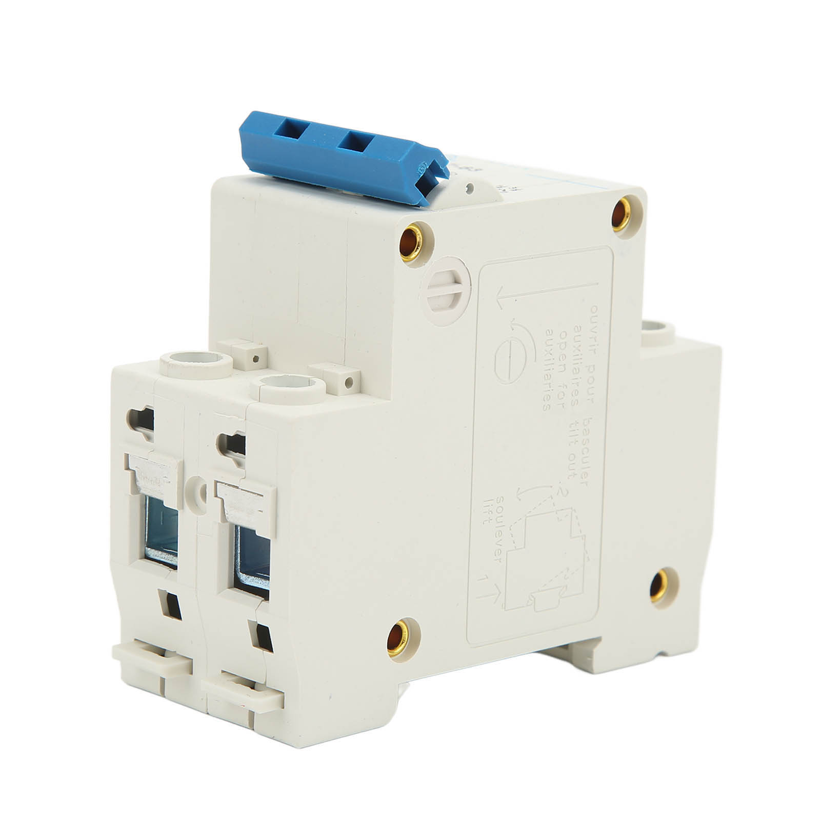 Modularer 2-poliger Din-schienen-leistungsschalter, Fehlerstromschutzschalter, Ac 400 V, 63 A