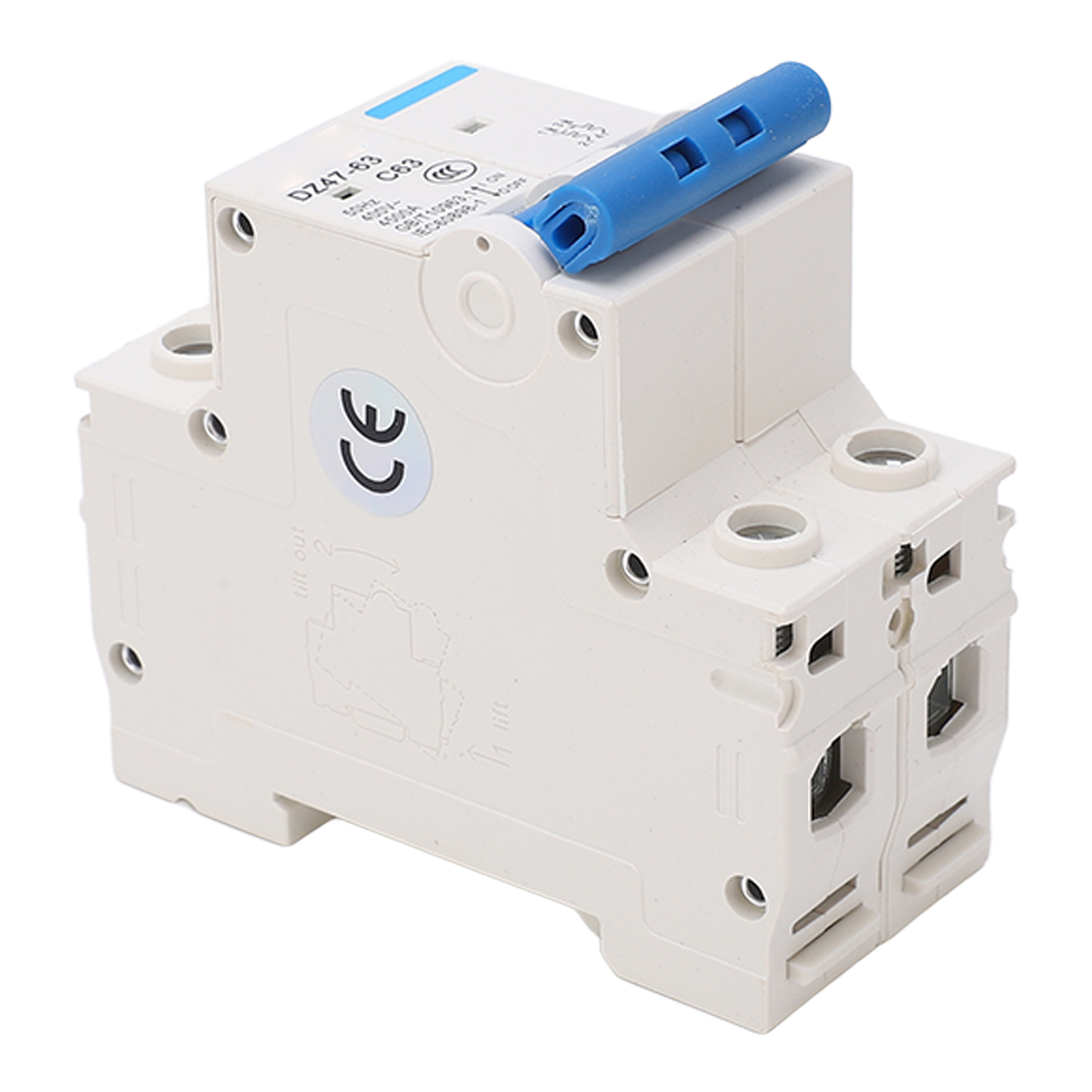 2-poliger Din-schienen-leistungsschalter, Gehäuse Aus Pa66, Schaltvermögen 4500 A, 400 V, 63 A