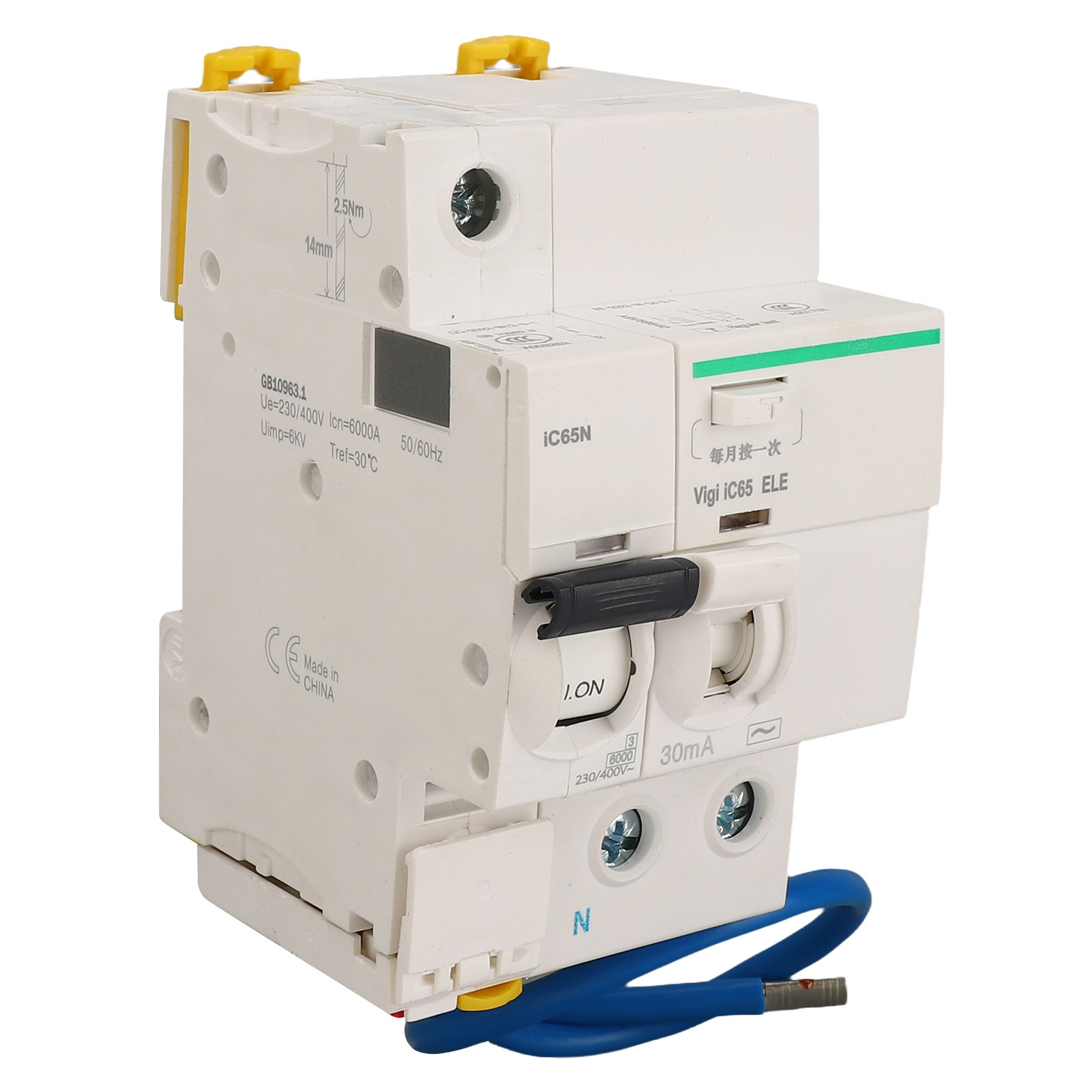 Modularer Fehlerstromschutzschalter 1p+n Ac230v 400v 40a Ic65n Mit Leckstromschutz