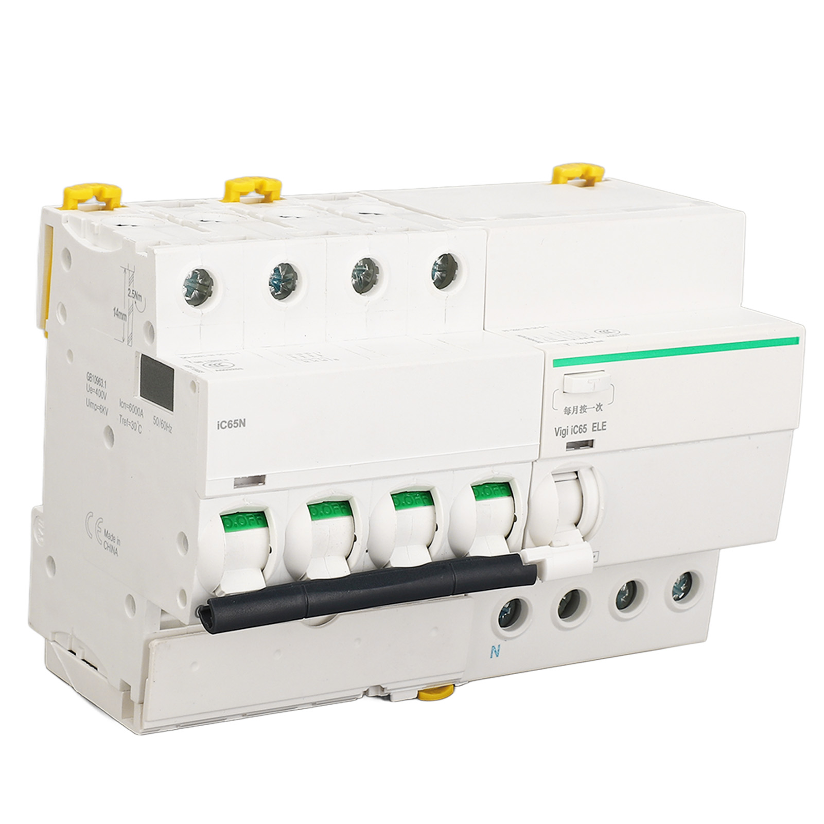 Modularer 4p+n 25a-leistungsschalter Mit Differenzialschutz, Pa66-gehäuse, Flammwidrig, Ac400v