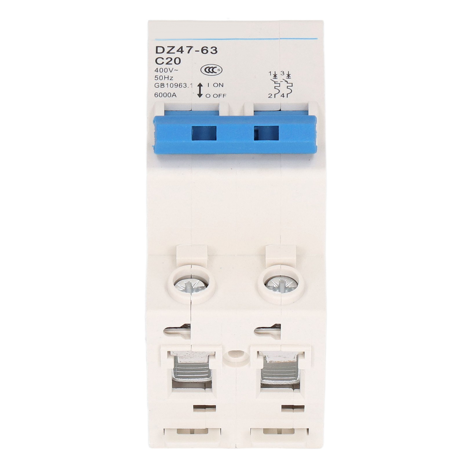 Modularer 2-poliger Fehlerstromschutzschalter 400 V 20 A Dz47-63 C20 Din-schienen-schutzschalter
