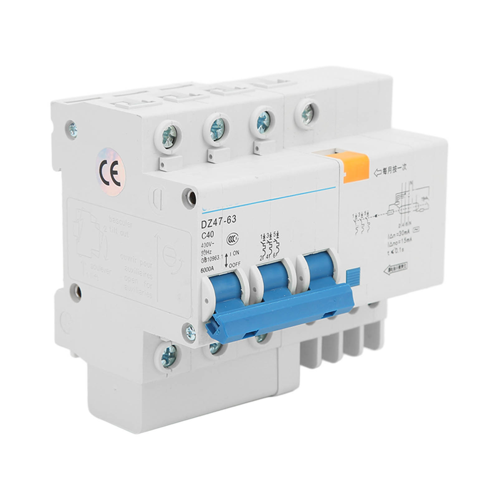Modularer 3p+n-leistungsschalter, Din-schienen-trennschalter, 400 V, 40 A, 6000 A Schaltleistung