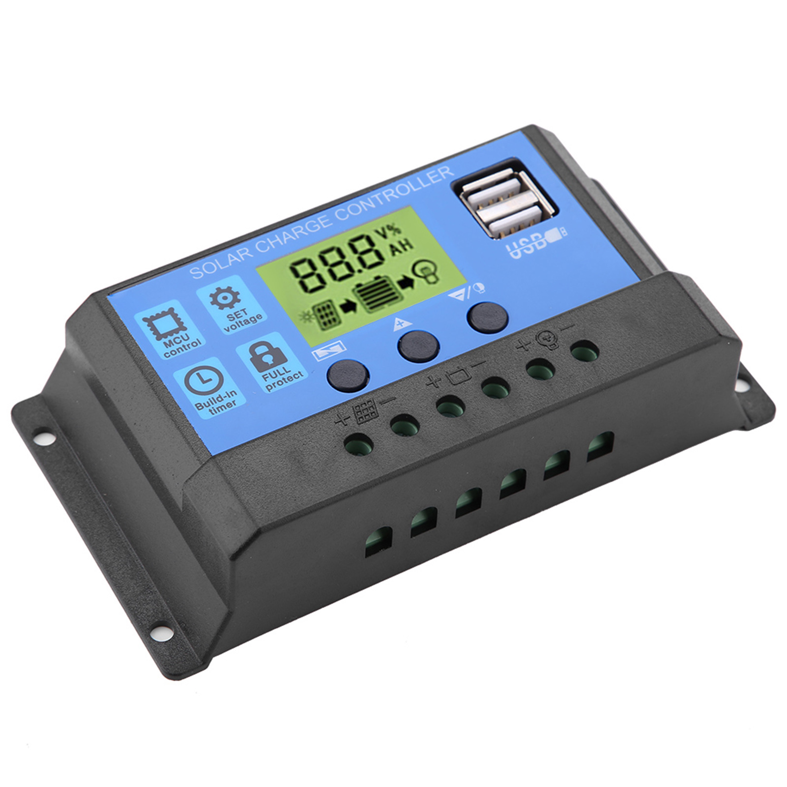 30a 12v/24v Pwm Solar-laderegler Mit Zwei Usb-anschlüssen Und Lcd-bildschirm (yjss-30a)