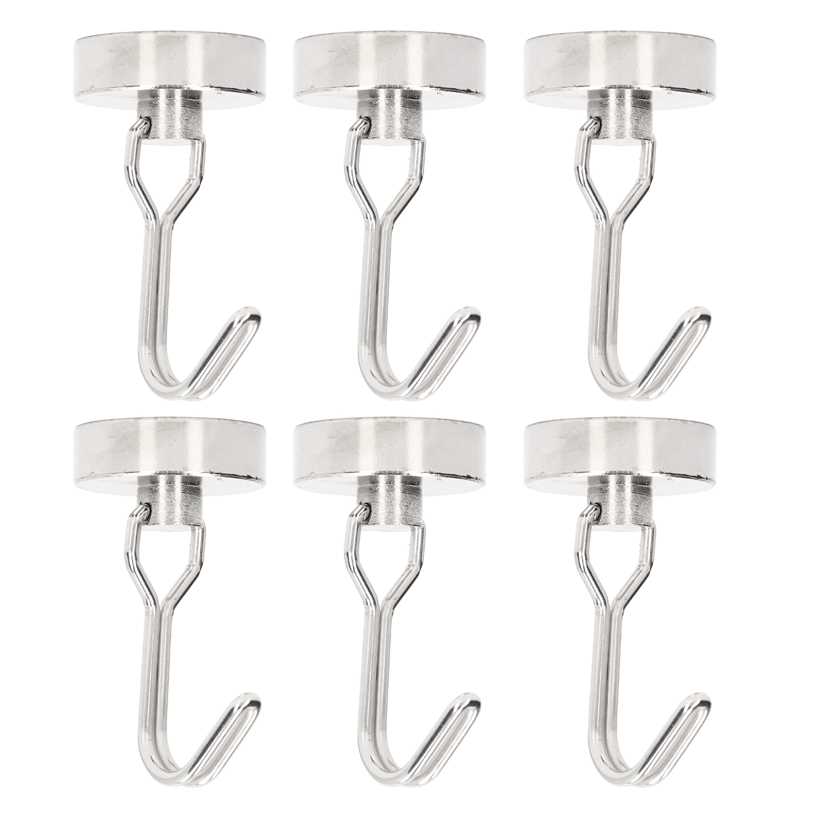 Set Mit 6 Dekorativen, Um 180° Drehbaren Magnethaken, Kein Bohren Erforderlich, Tragkraft 0–15 Kg, Nickelfarben