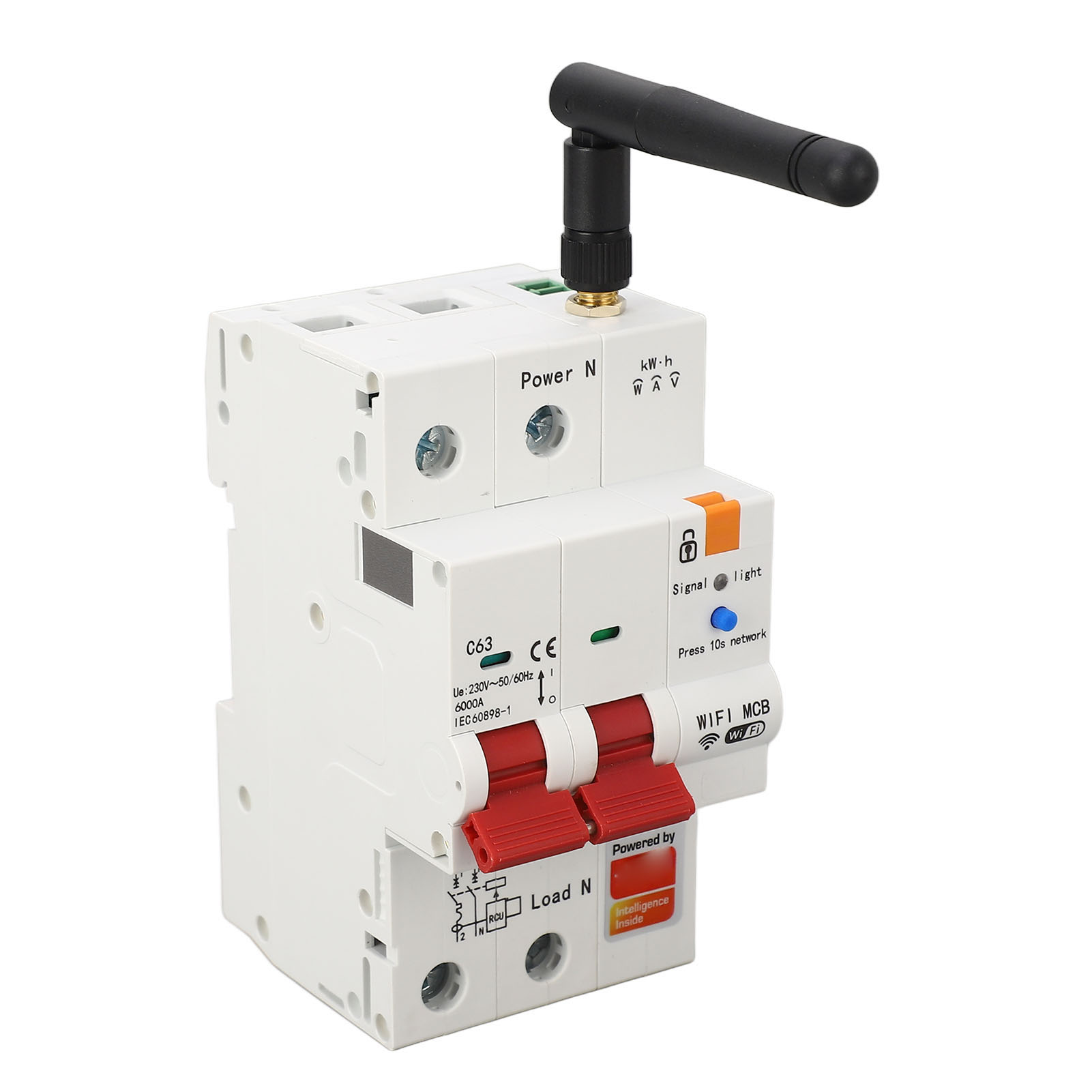 2-poliger Intelligenter Wlan-leistungsschalter, Fernsteuerung Per Smartphone-app Für Tuya Und Rs485, 230 V Wechselstrom, 50/60 Hz, 63 A
