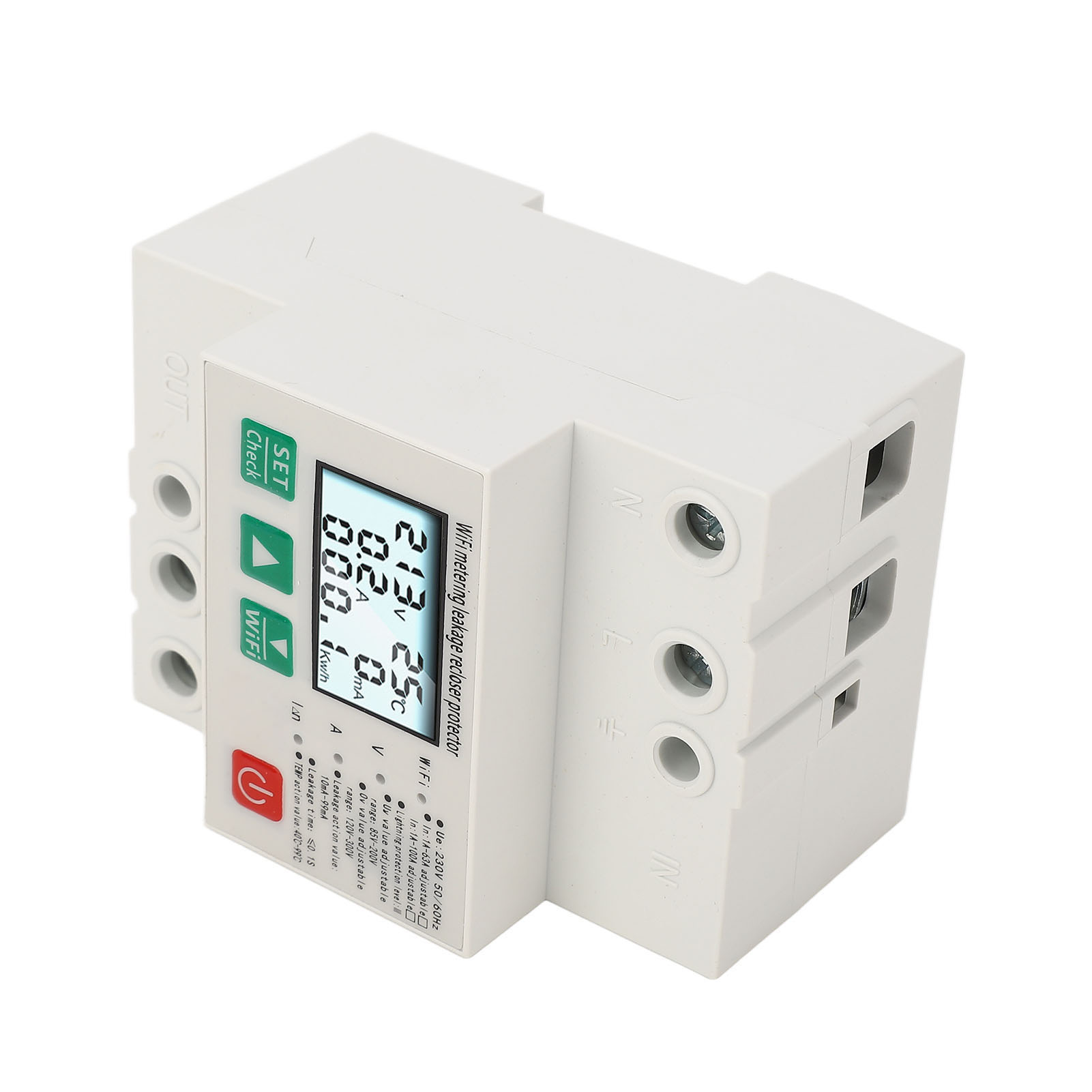 Intelligenter Wlan-leistungsschalter Mit Über-/unterspannungsschutz, Blitzschutz Und Energiezähler, 230 V Wechselstrom, 50/60 Hz, 1 A–63 A