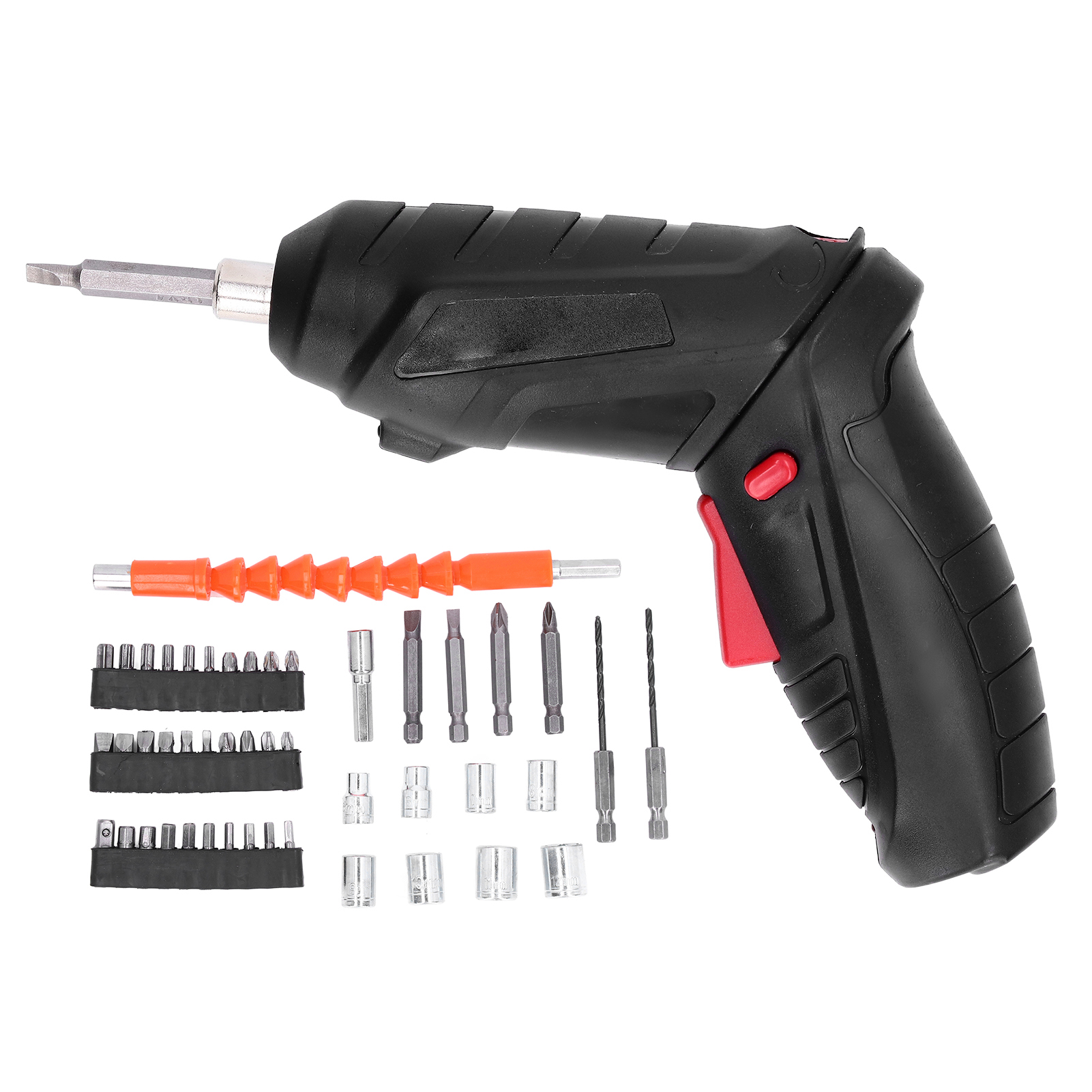 Mini-klappschrauber, Usb-aufladbar Mit 3,6-v-lithium-akku, Schwarz, Inklusive Schraubendreherkoffer