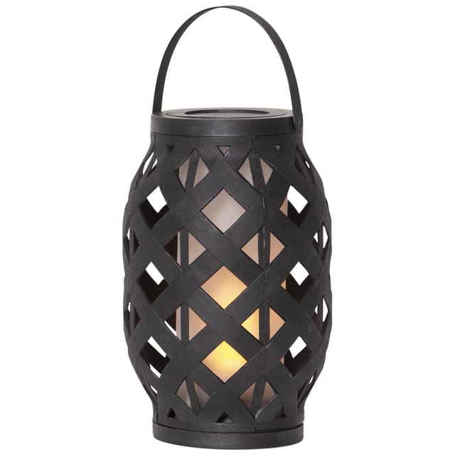 LED Outdoor-Laterne ,Flame Lantern', Batterie und Timer, schwarz, 23cm, Ø 15cm