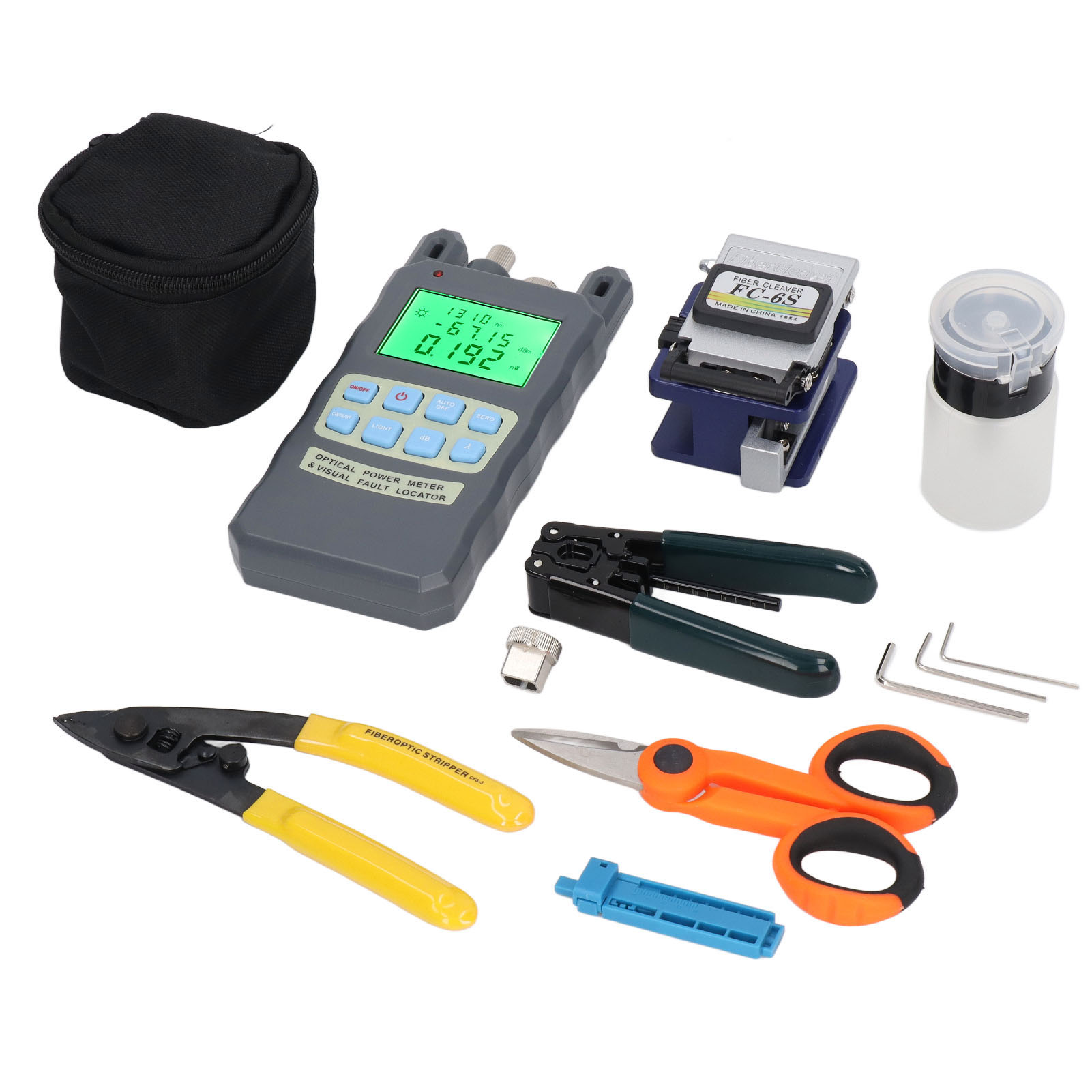 Ftth-glasfaseranschluss-set Mit Optischem Wattmeter, Kabelschneider, Abisolierzange, Miller-crimpzange Und Kabelklemme