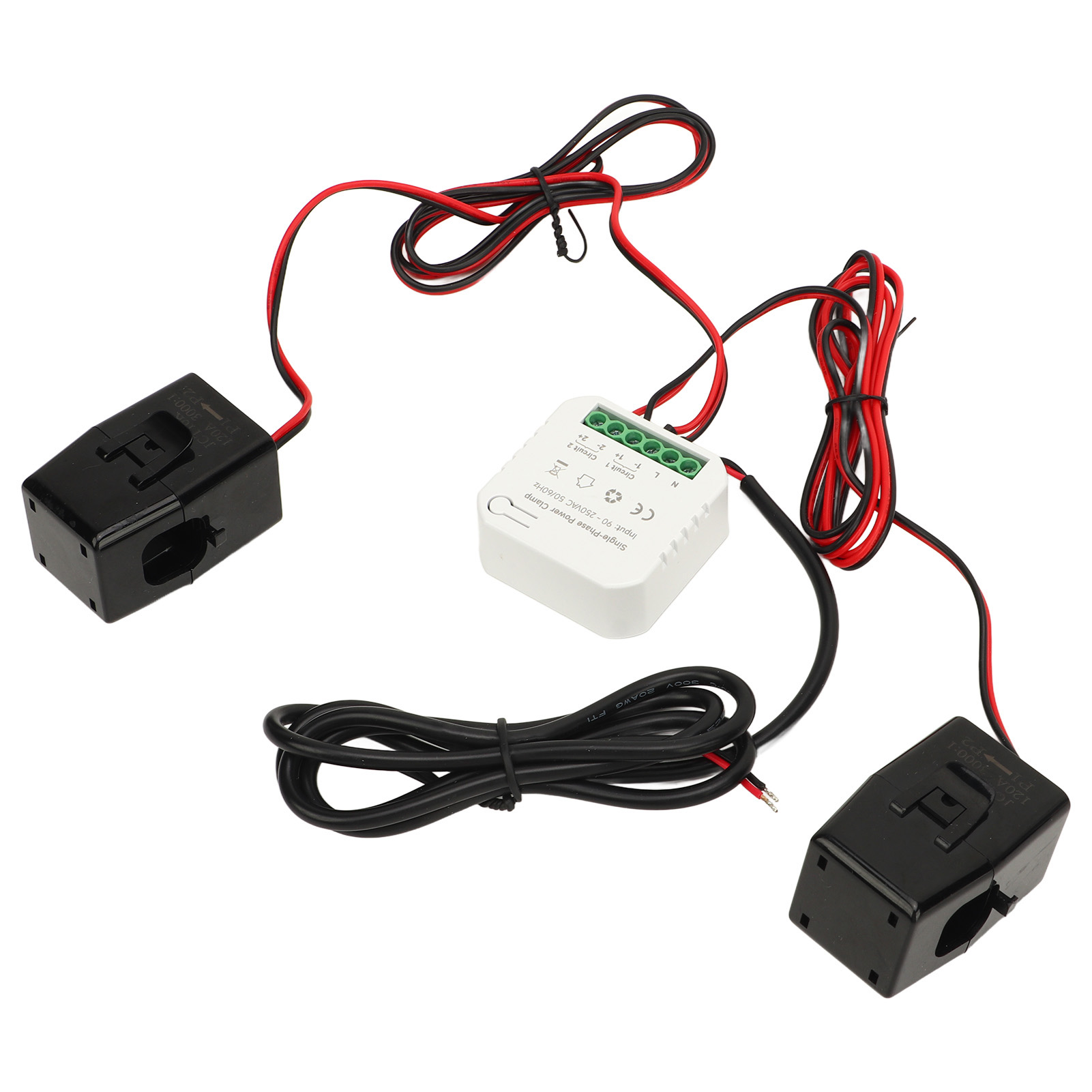 Tuya Smart Wifi-energiezähler, Einphasig, Mit 2 X 120-a-stromzangen, Stromwandler, 90–250 V Ac