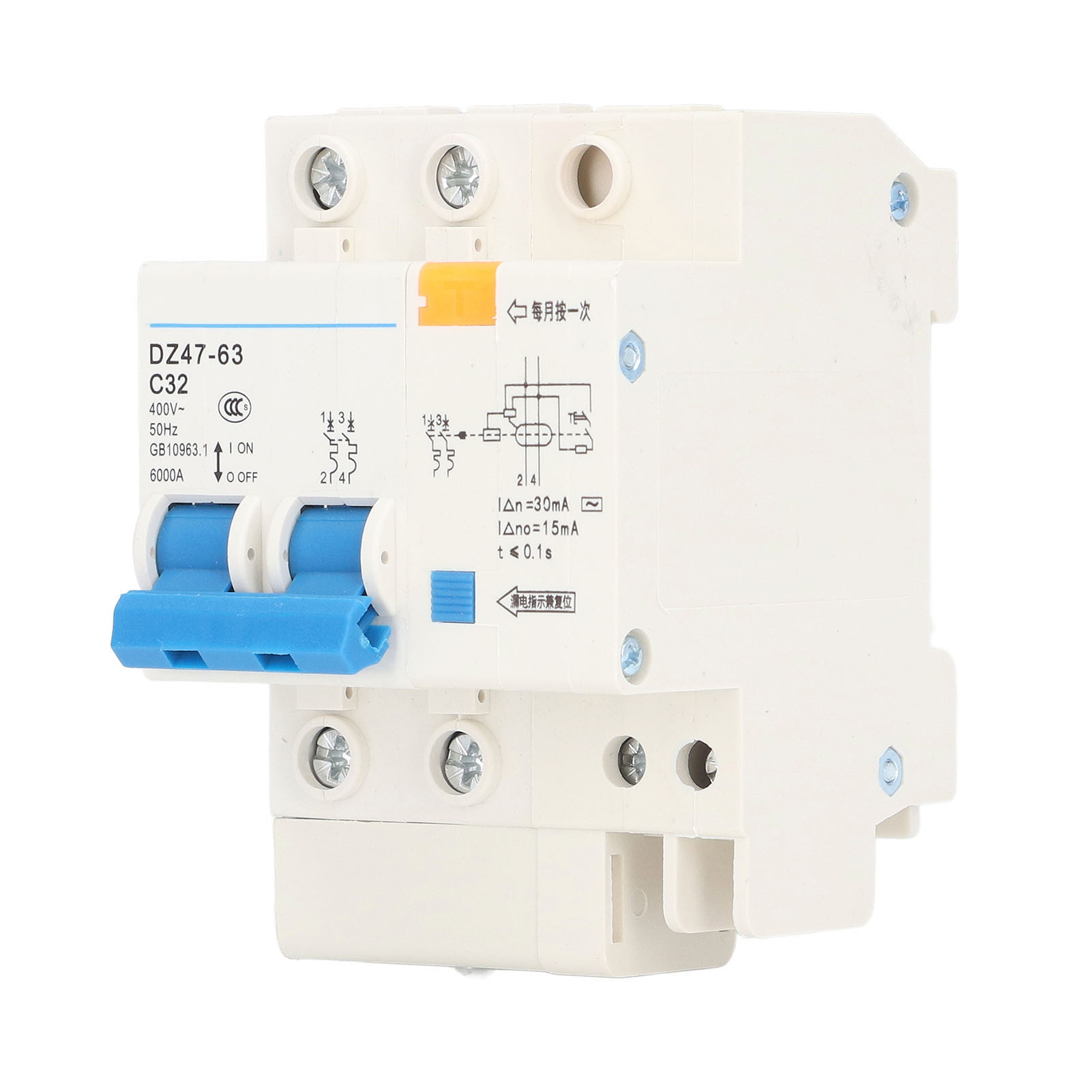 Fehlerstromschutzschalter 30 Ma 400 V 2p+n 32 A Dz4763 C32 - Erdschlussschutz, Automatischer Schalter