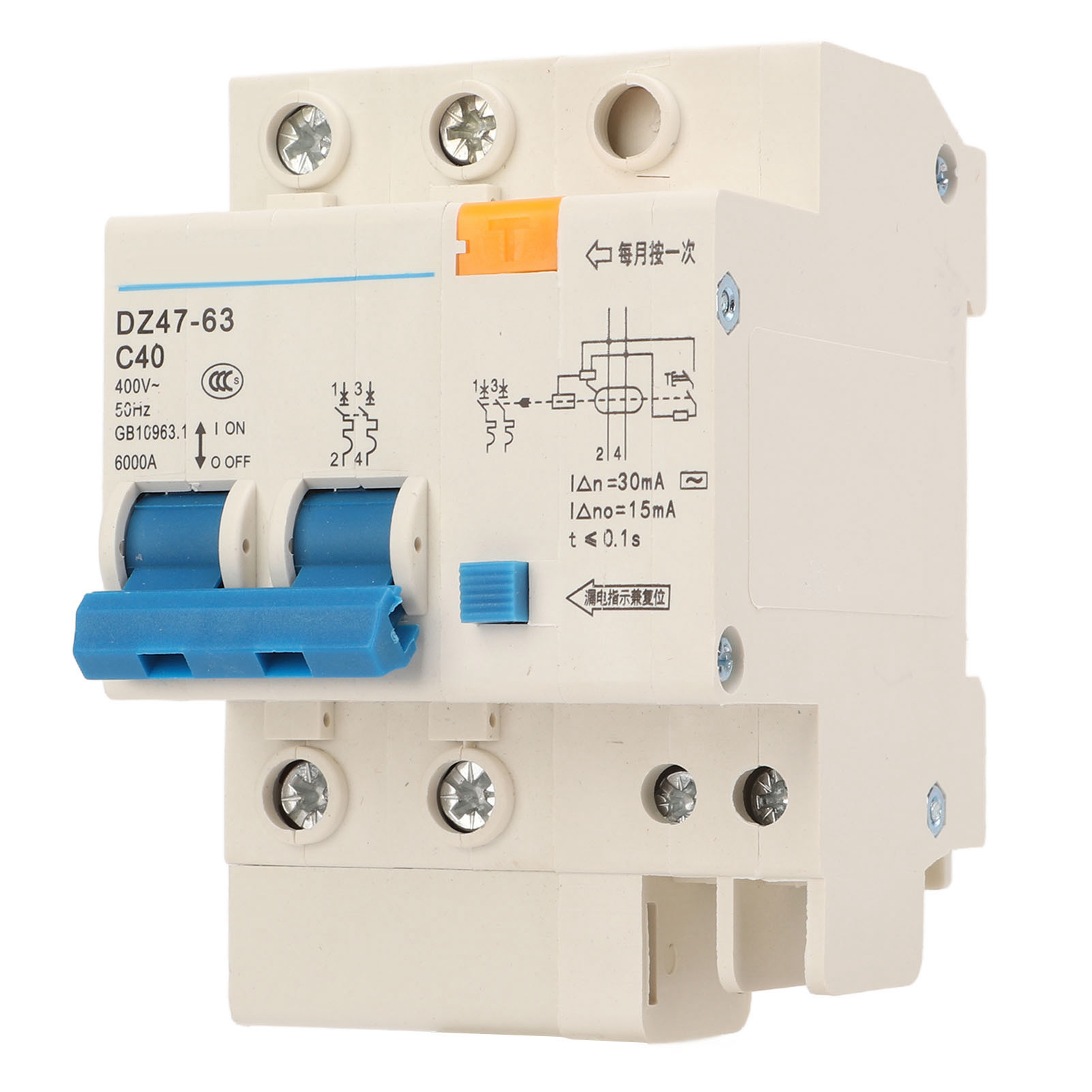 Modularer Leistungsschalter 2p 40a 400v 6000a, Gehäuse Aus Pa66, Modulare Bauweise, Schaltvermögen 6000a