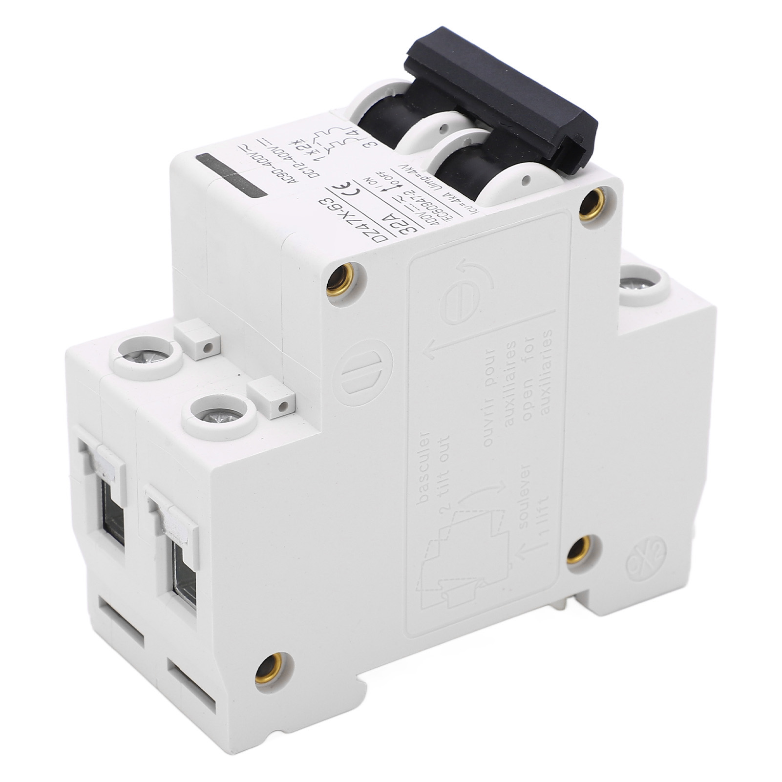 Miniatur-2-poliger Din-schienen-leistungsschalter, Solarbetrieben, Dc 12–400 V, Ac 90–400 V, 32 A